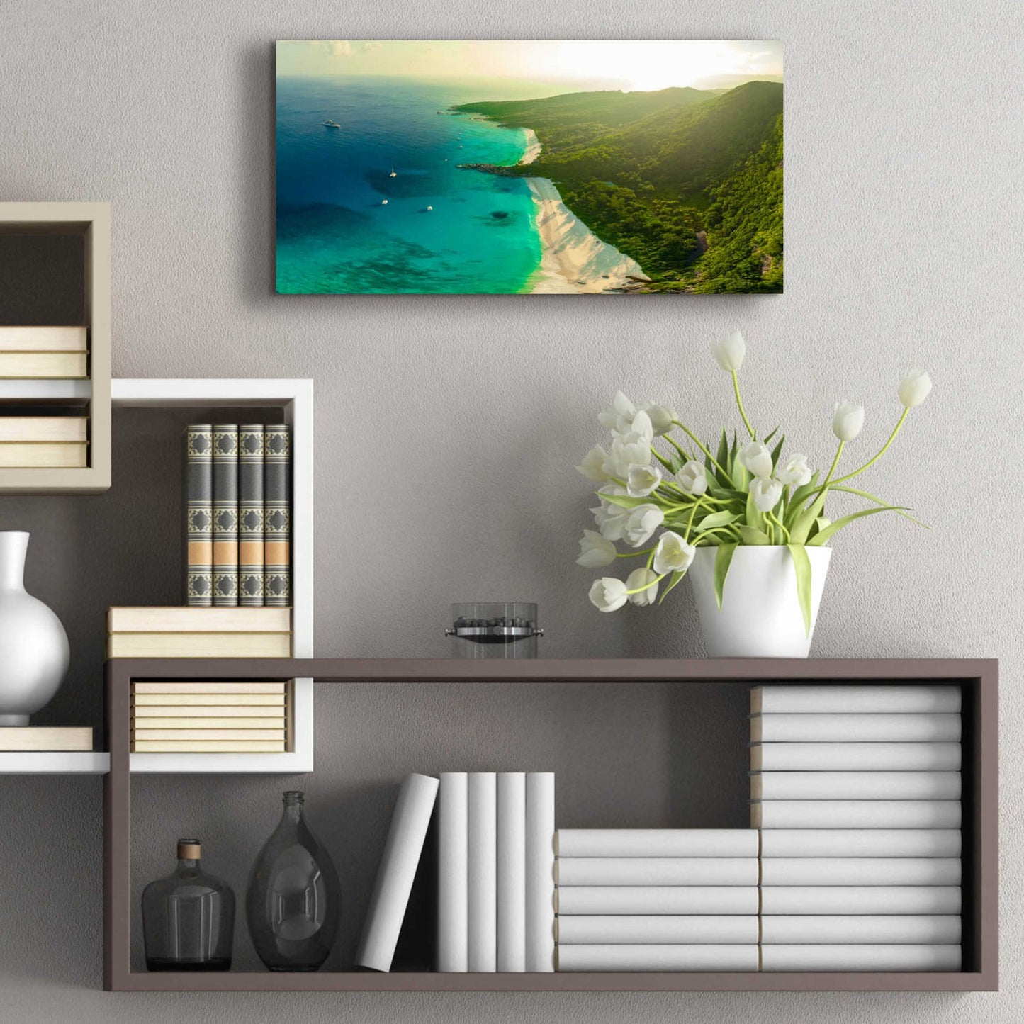 Epic Art 'Seychelles Beach 2' by Epic Portfolio, Acrylic Glass Wall Art,24x12