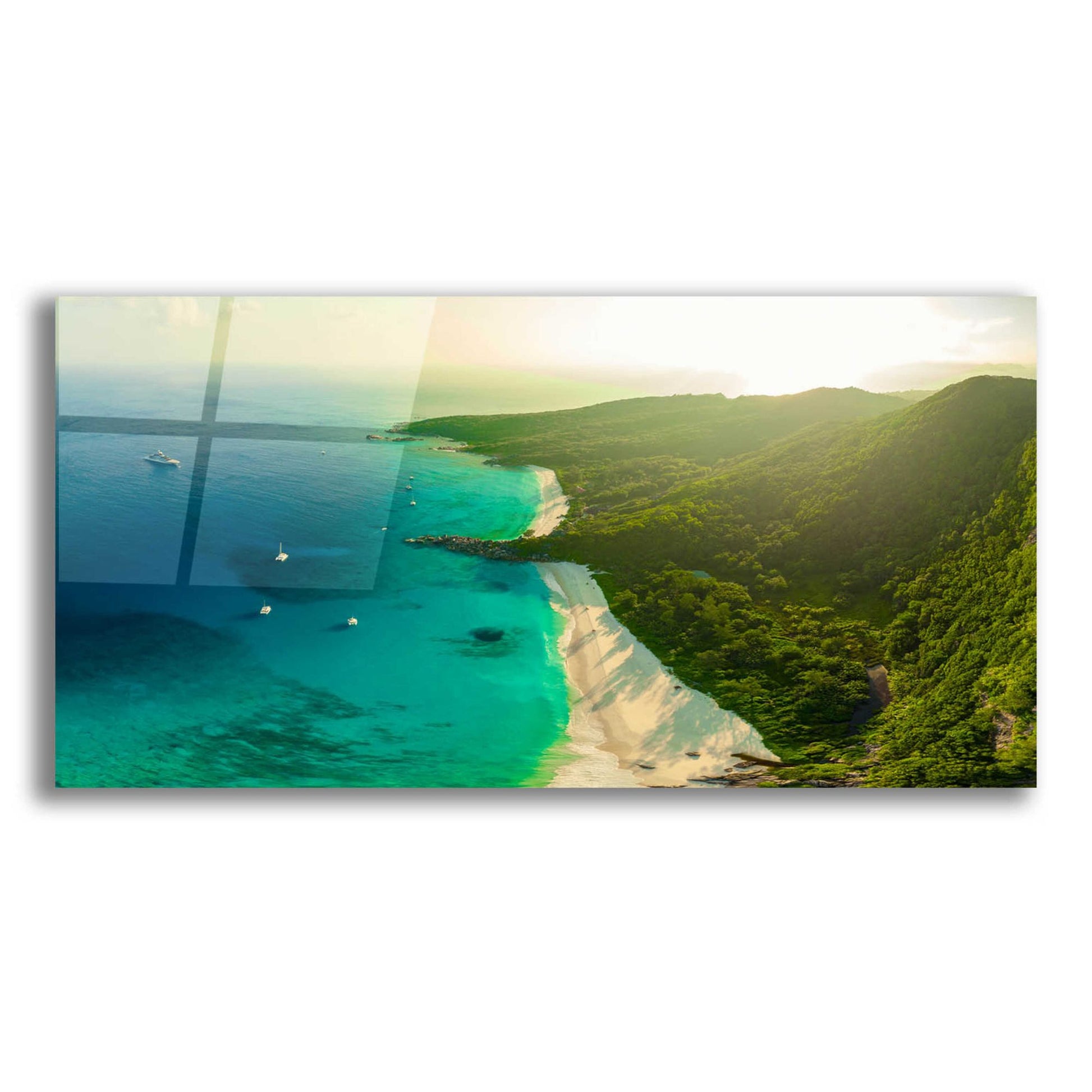 Epic Art 'Seychelles Beach 2' by Epic Portfolio, Acrylic Glass Wall Art,24x12