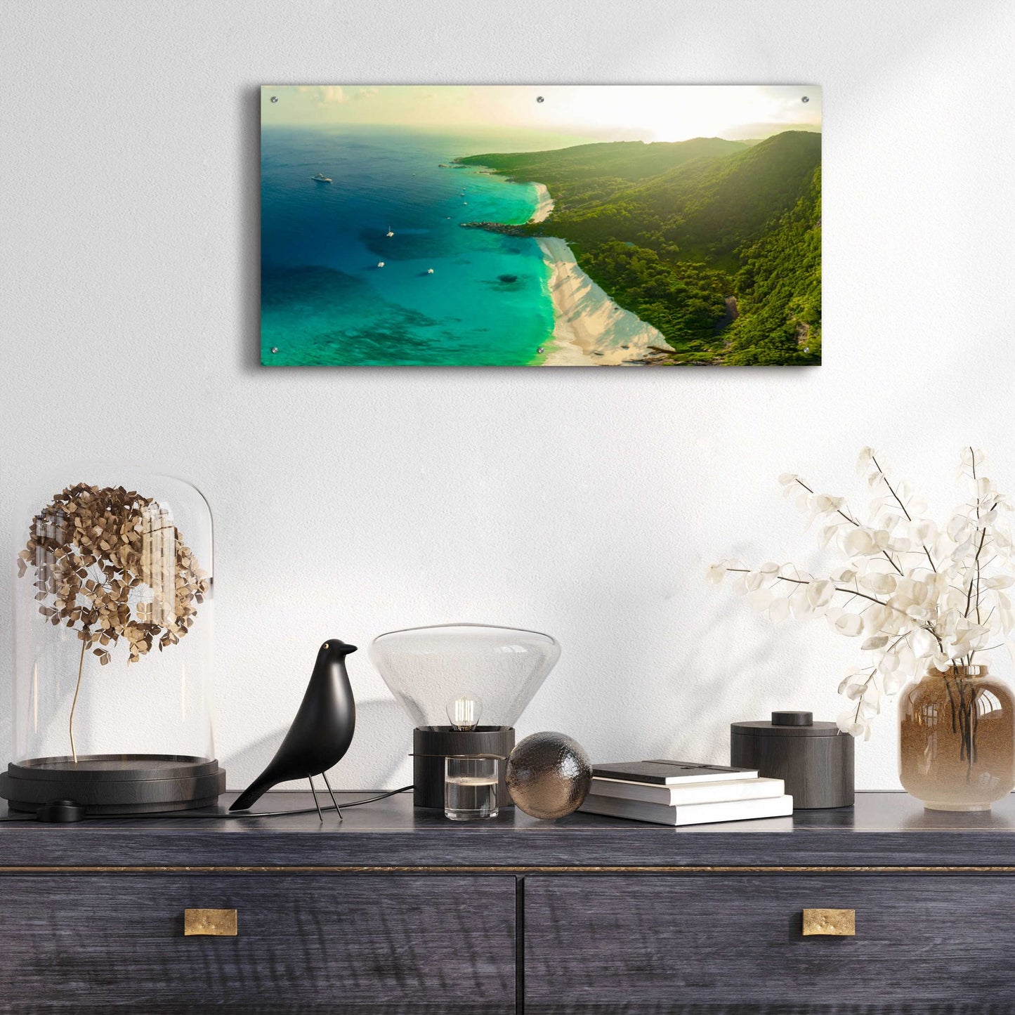 Epic Art 'Seychelles Beach 2' by Epic Portfolio, Acrylic Glass Wall Art,48x24