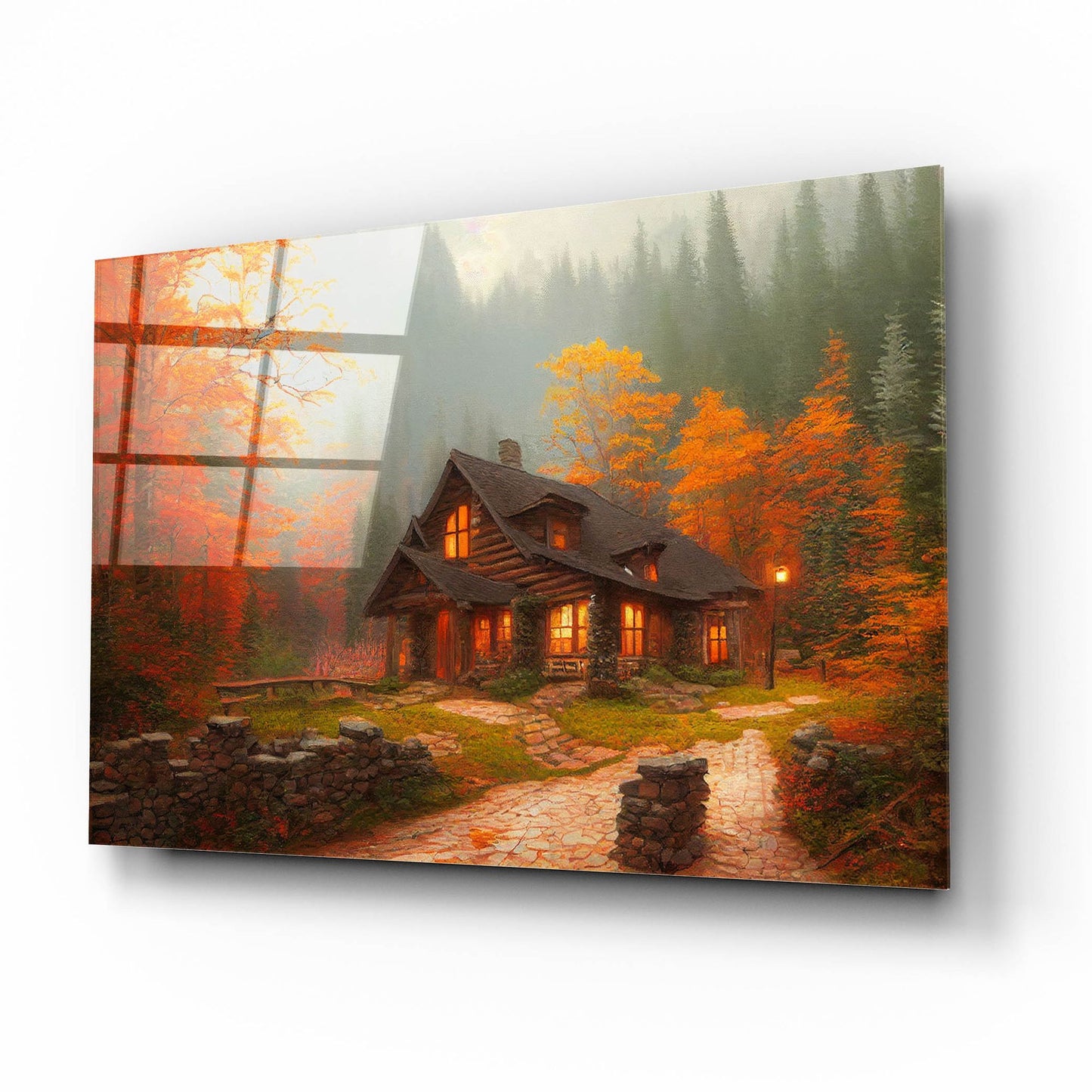 Epic Art 'Fall Cottage' by Epic Portfolio, Acrylic Glass Wall Art,16x12