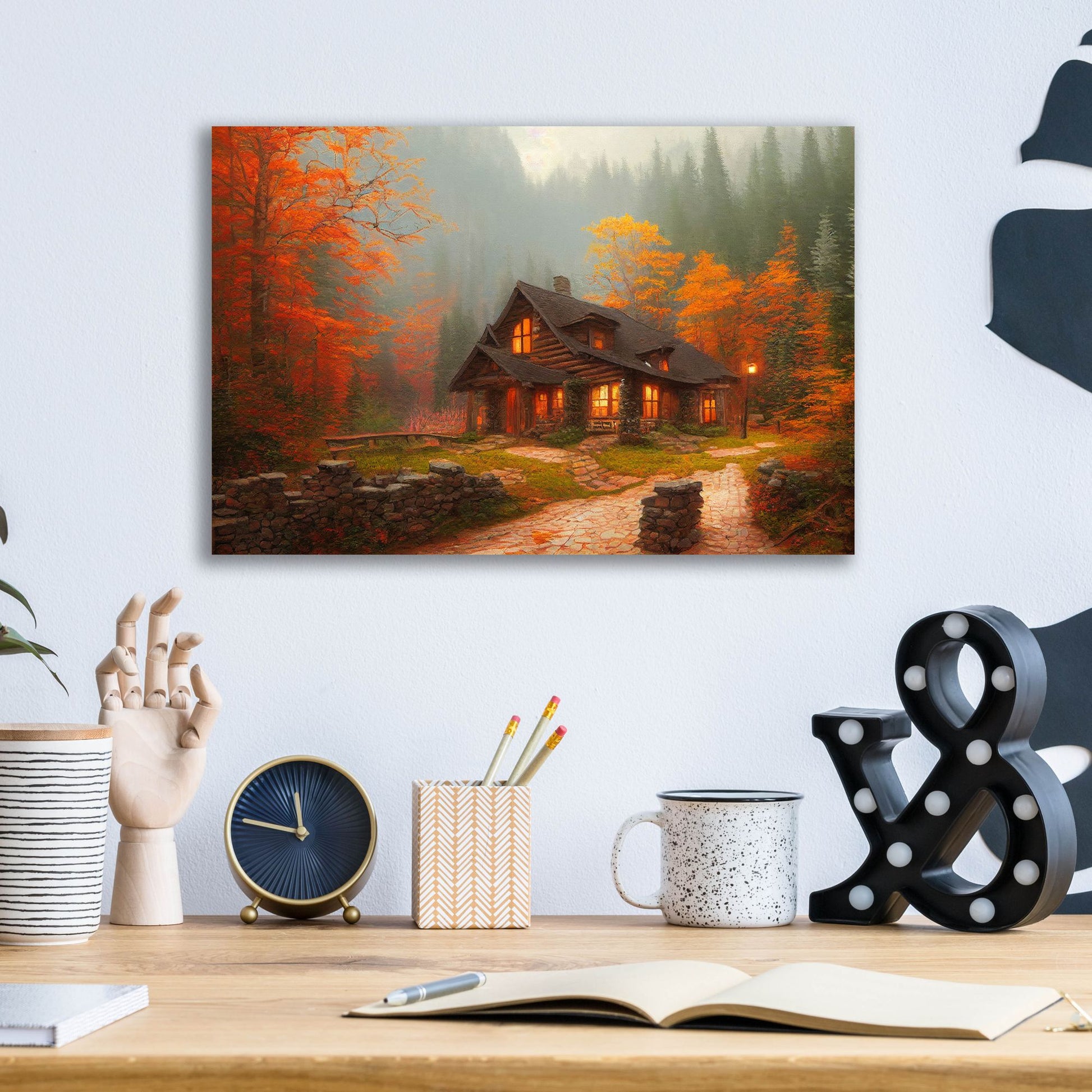 Epic Art 'Fall Cottage' by Epic Portfolio, Acrylic Glass Wall Art,16x12