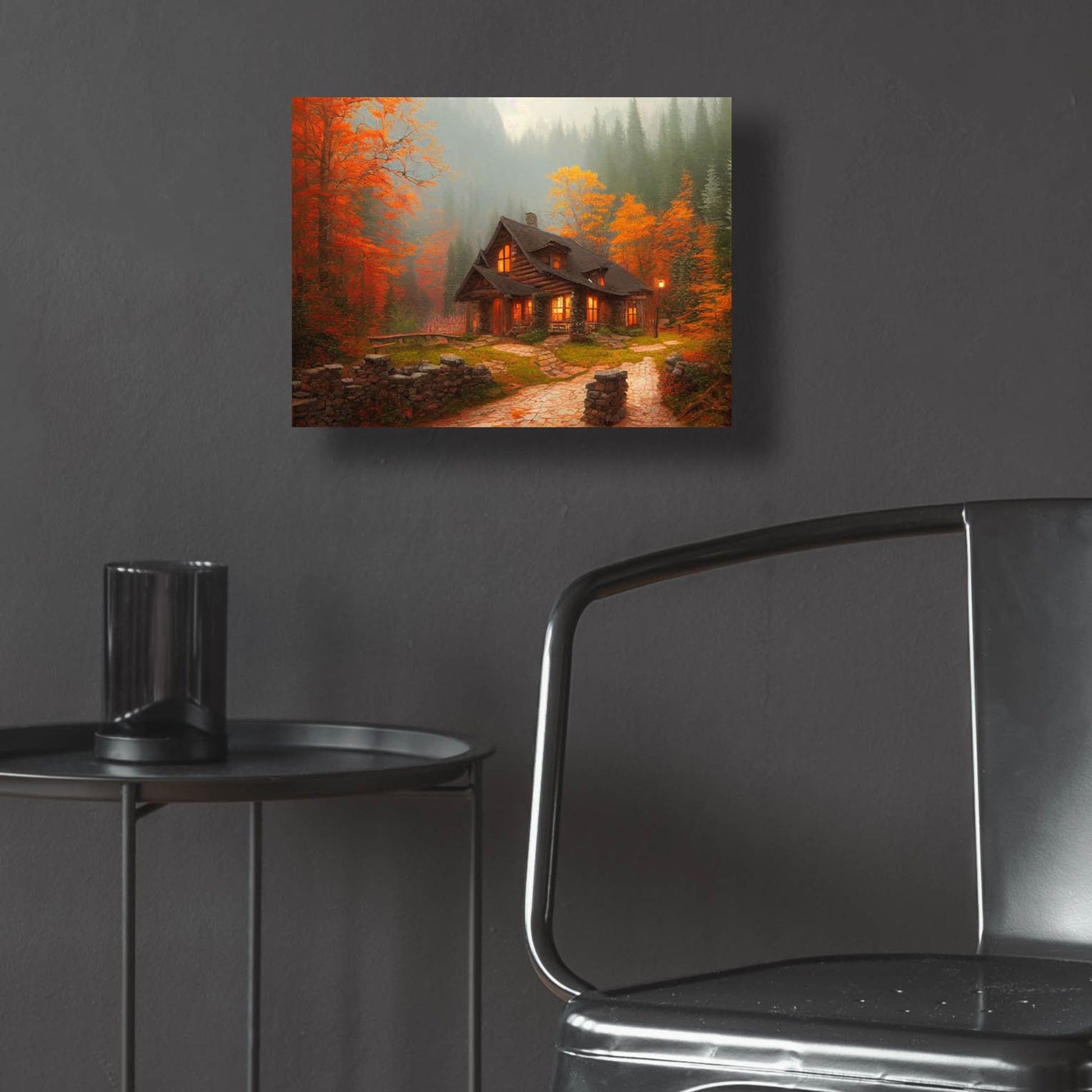 Epic Art 'Fall Cottage' by Epic Portfolio, Acrylic Glass Wall Art,16x12