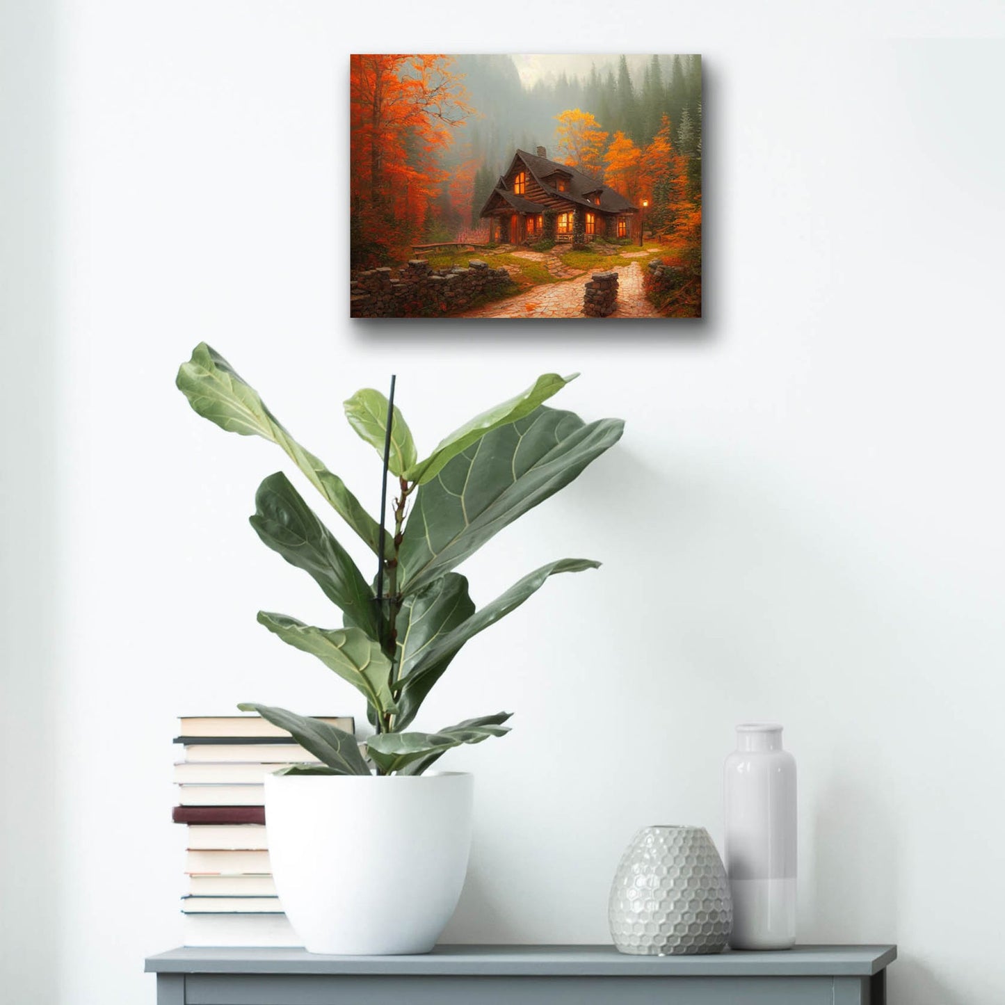 Epic Art 'Fall Cottage' by Epic Portfolio, Acrylic Glass Wall Art,16x12