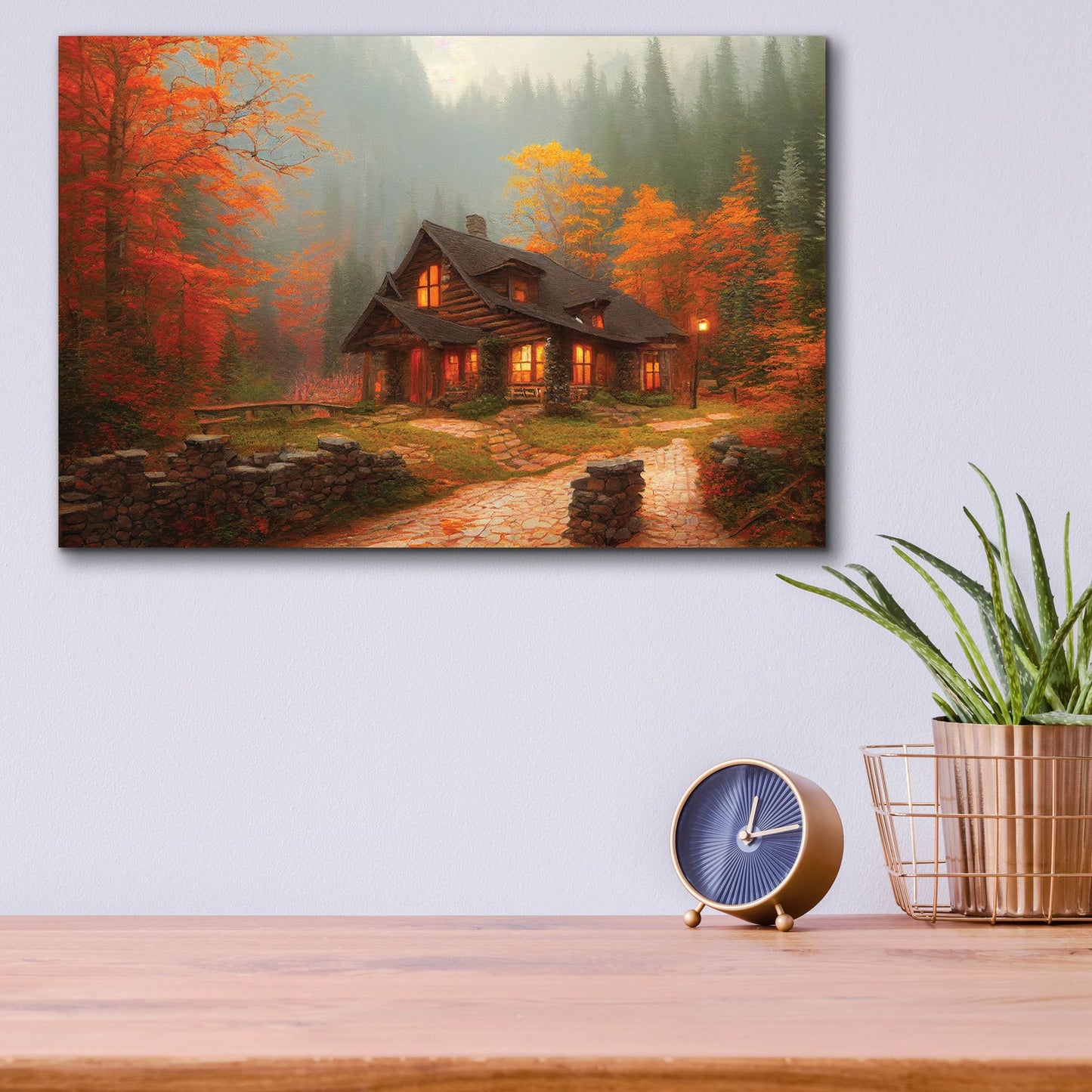 Epic Art 'Fall Cottage' by Epic Portfolio, Acrylic Glass Wall Art,16x12