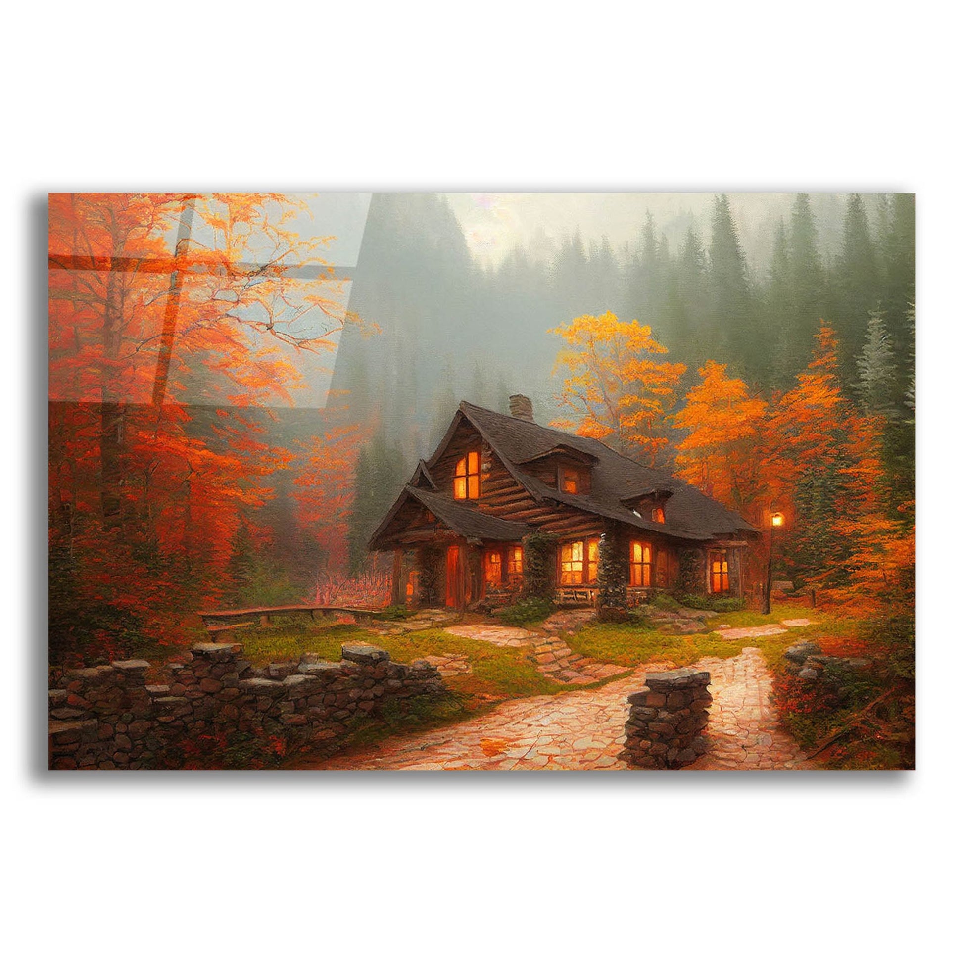 Epic Art 'Fall Cottage' by Epic Portfolio, Acrylic Glass Wall Art,16x12