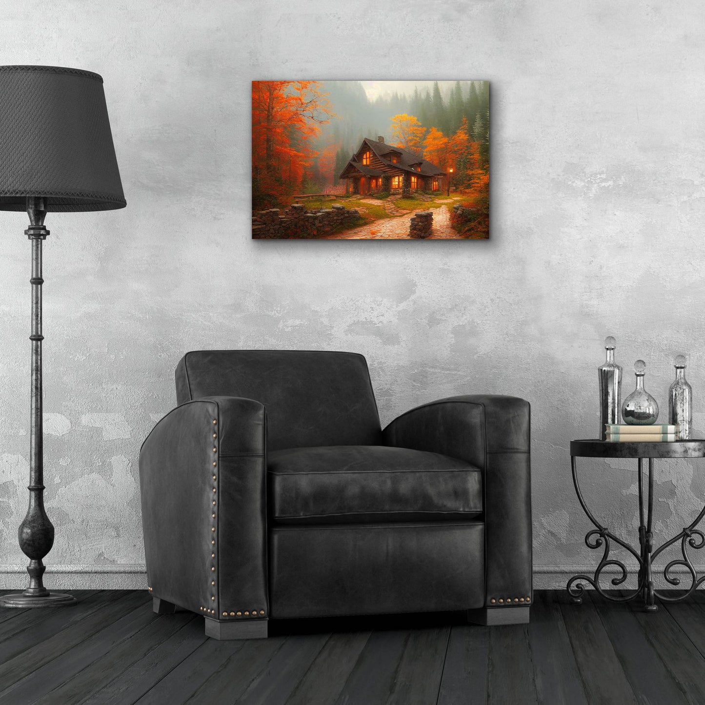 Epic Art 'Fall Cottage' by Epic Portfolio, Acrylic Glass Wall Art,24x16