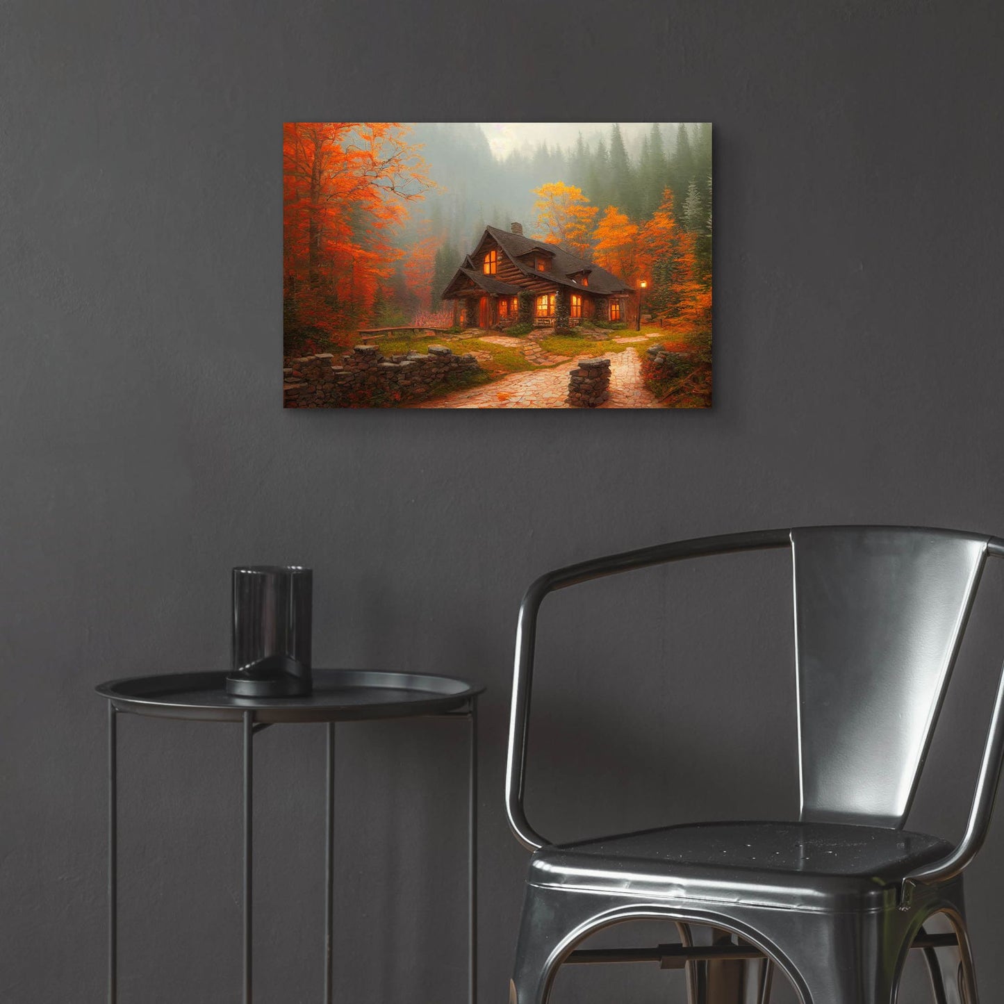 Epic Art 'Fall Cottage' by Epic Portfolio, Acrylic Glass Wall Art,24x16