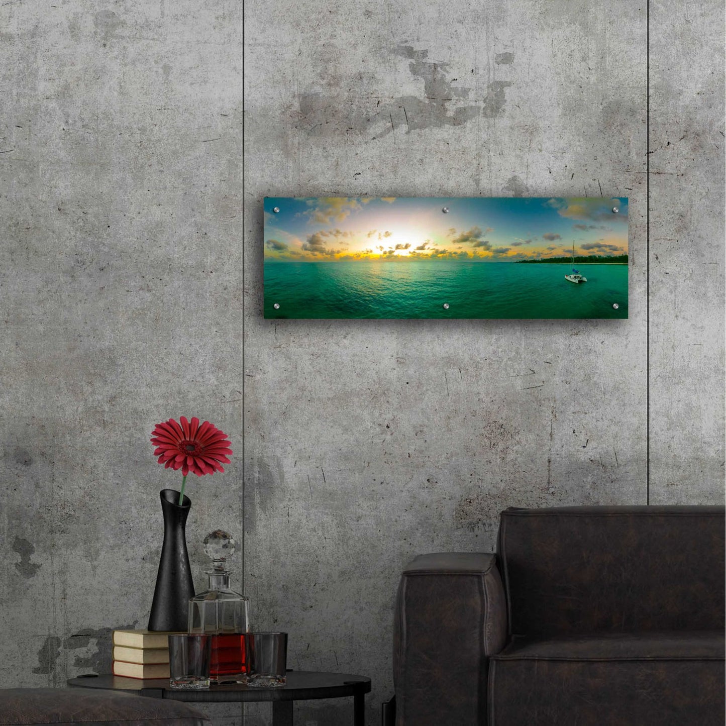 Epic Art 'Seychelles - Denise Island Sunset' by Epic Portfolio, Acrylic Glass Wall Art,36x12