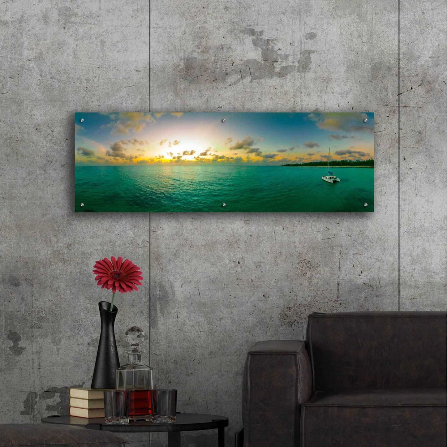 Epic Art 'Seychelles - Denise Island Sunset' by Epic Portfolio, Acrylic Glass Wall Art,48x16