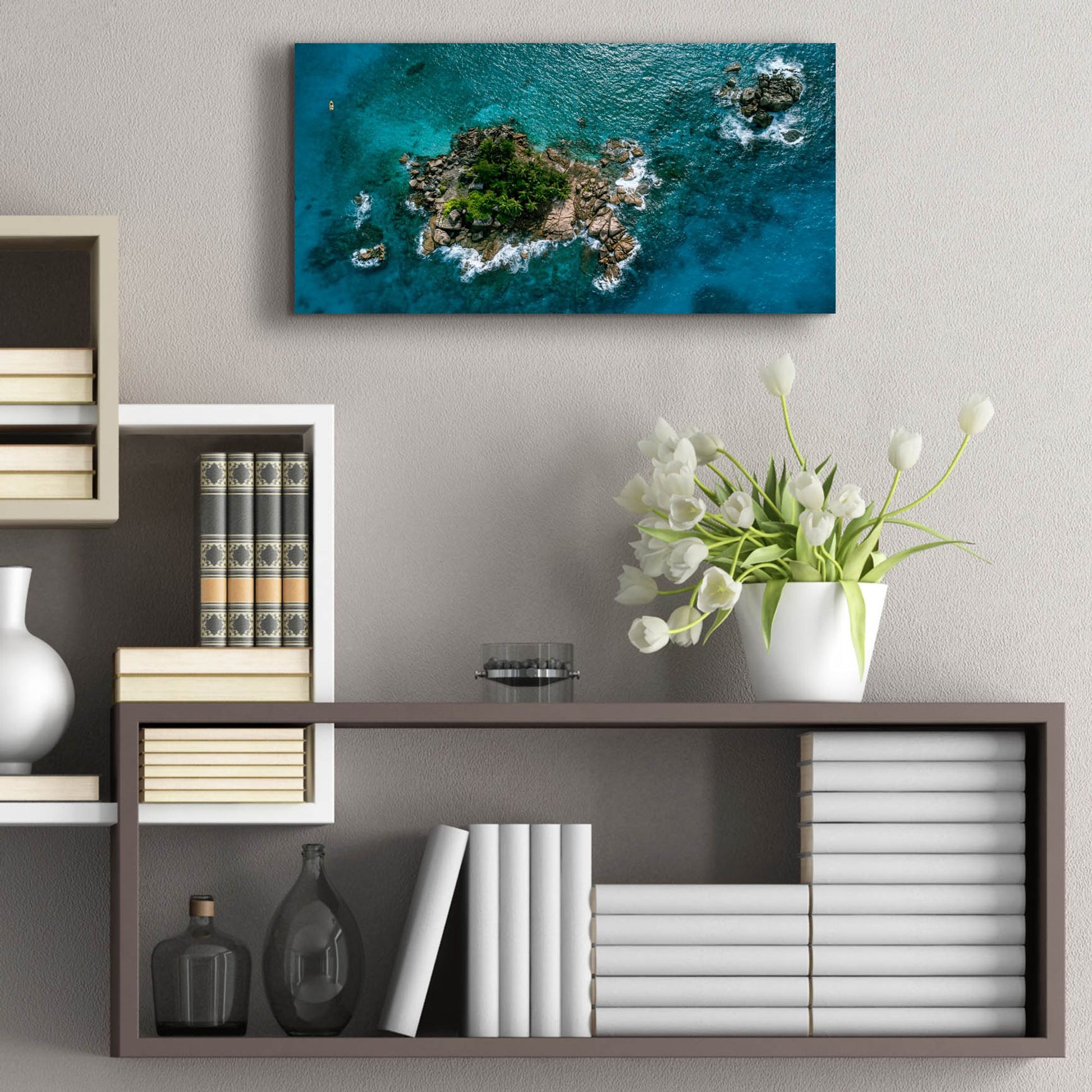 Epic Art 'Beautiful Seychelles' by Epic Portfolio, Acrylic Glass Wall Art,24x12