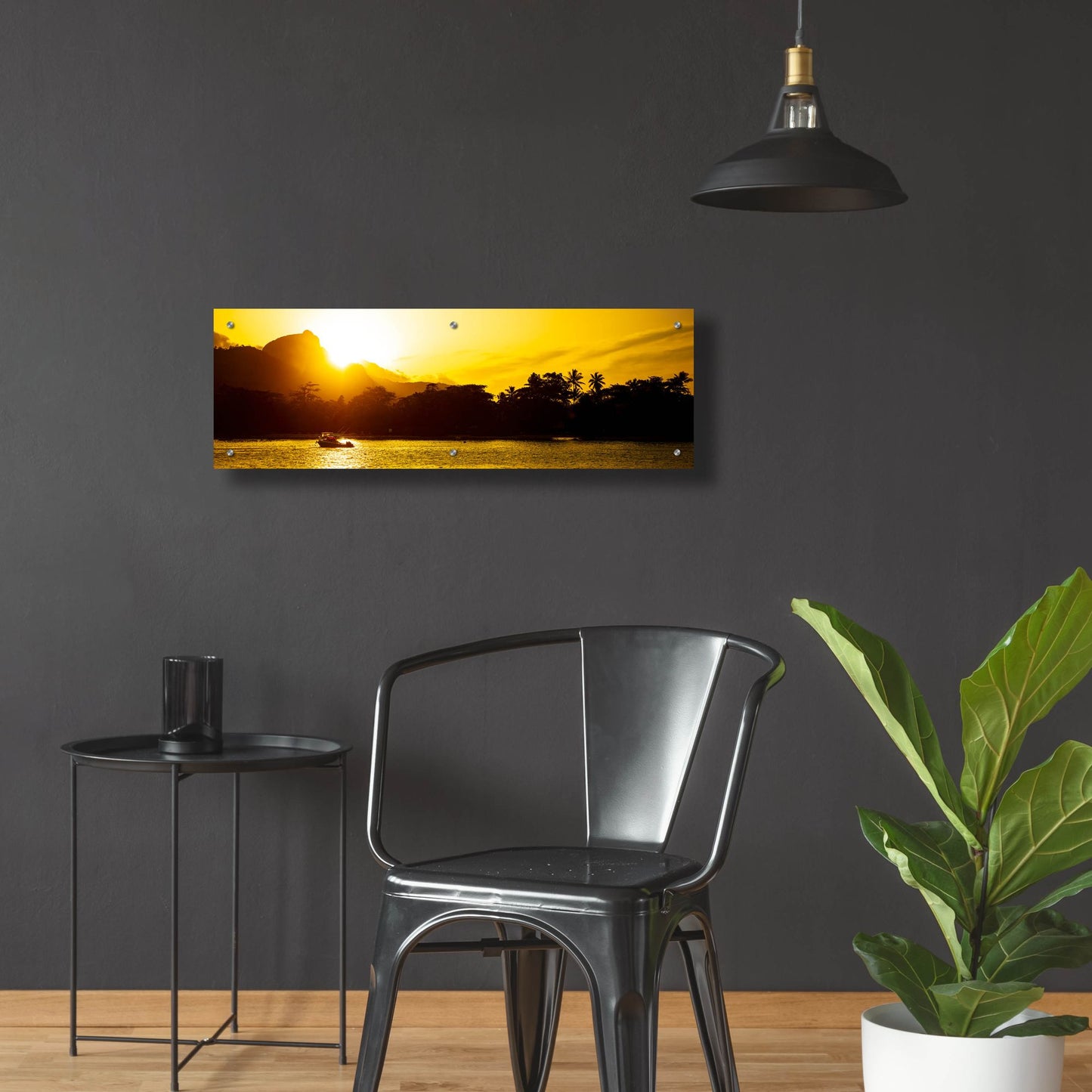 Epic Art 'Golden Seychelles' by Epic Portfolio, Acrylic Glass Wall Art,36x12