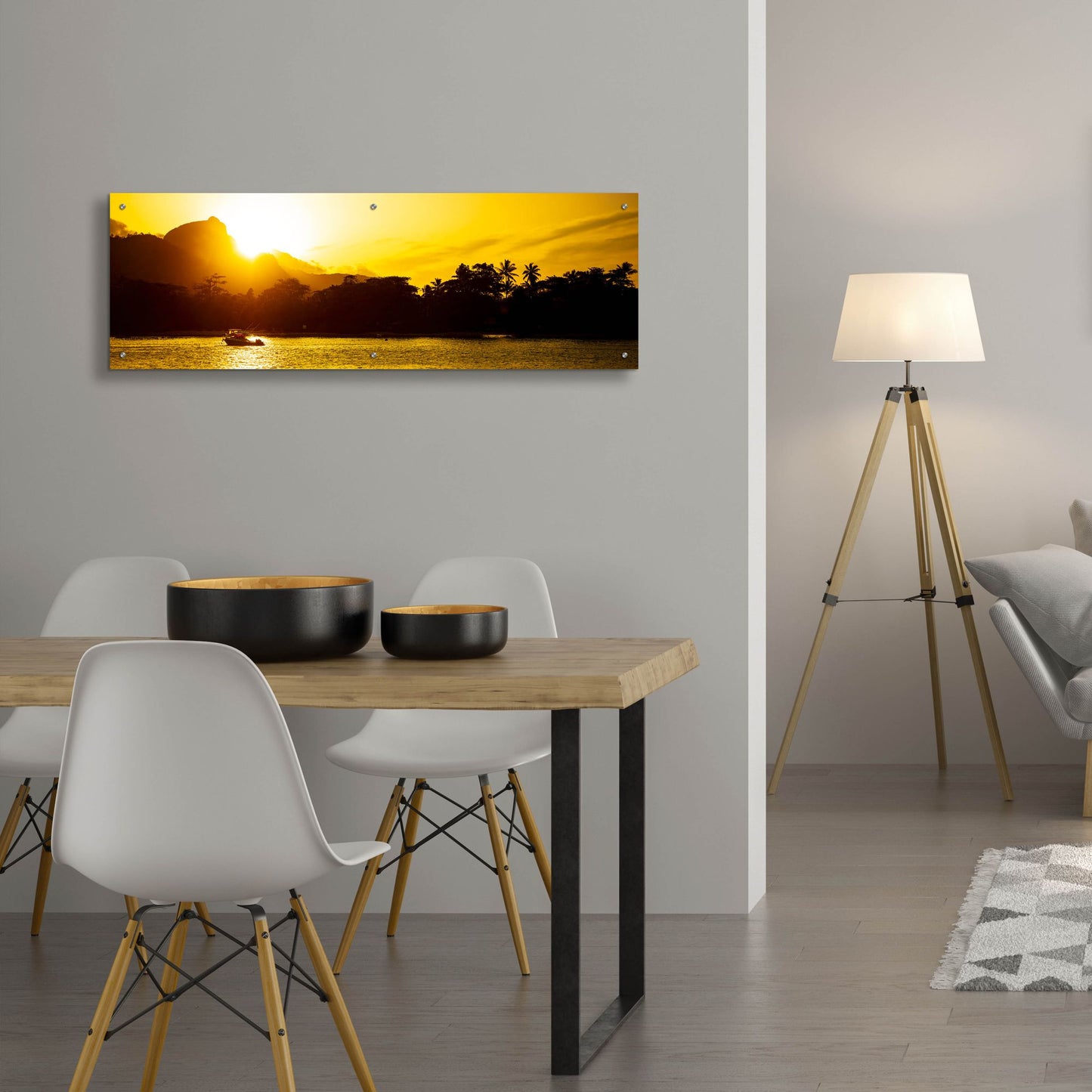 Epic Art 'Golden Seychelles' by Epic Portfolio, Acrylic Glass Wall Art,48x16