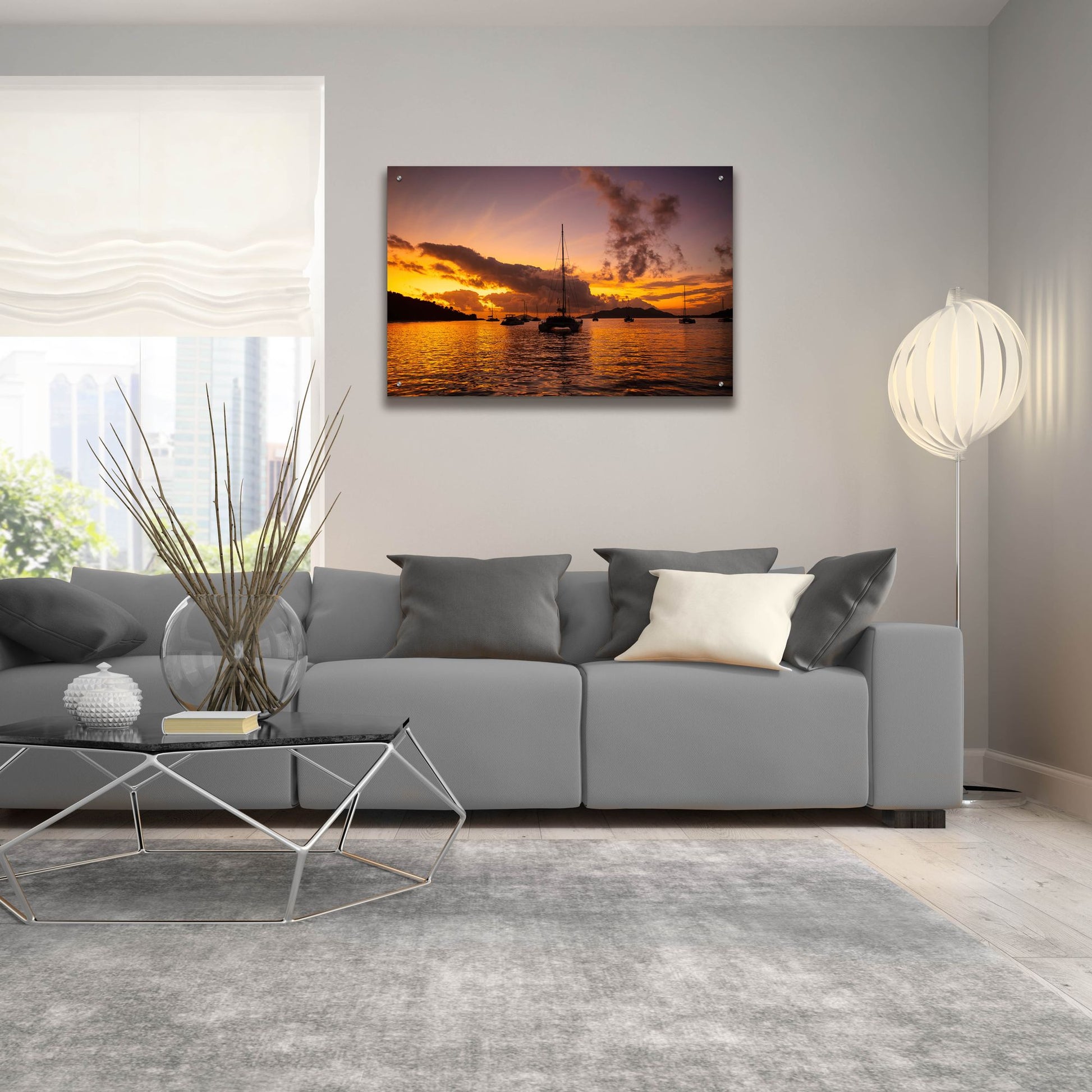 Epic Art 'Fiery Seychelles' by Epic Portfolio, Acrylic Glass Wall Art,36x24