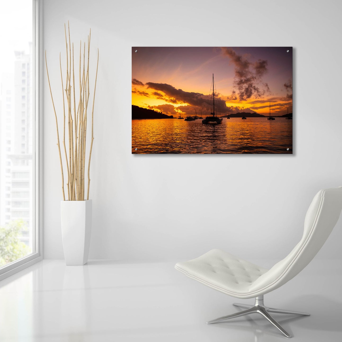 Epic Art 'Fiery Seychelles' by Epic Portfolio, Acrylic Glass Wall Art,36x24