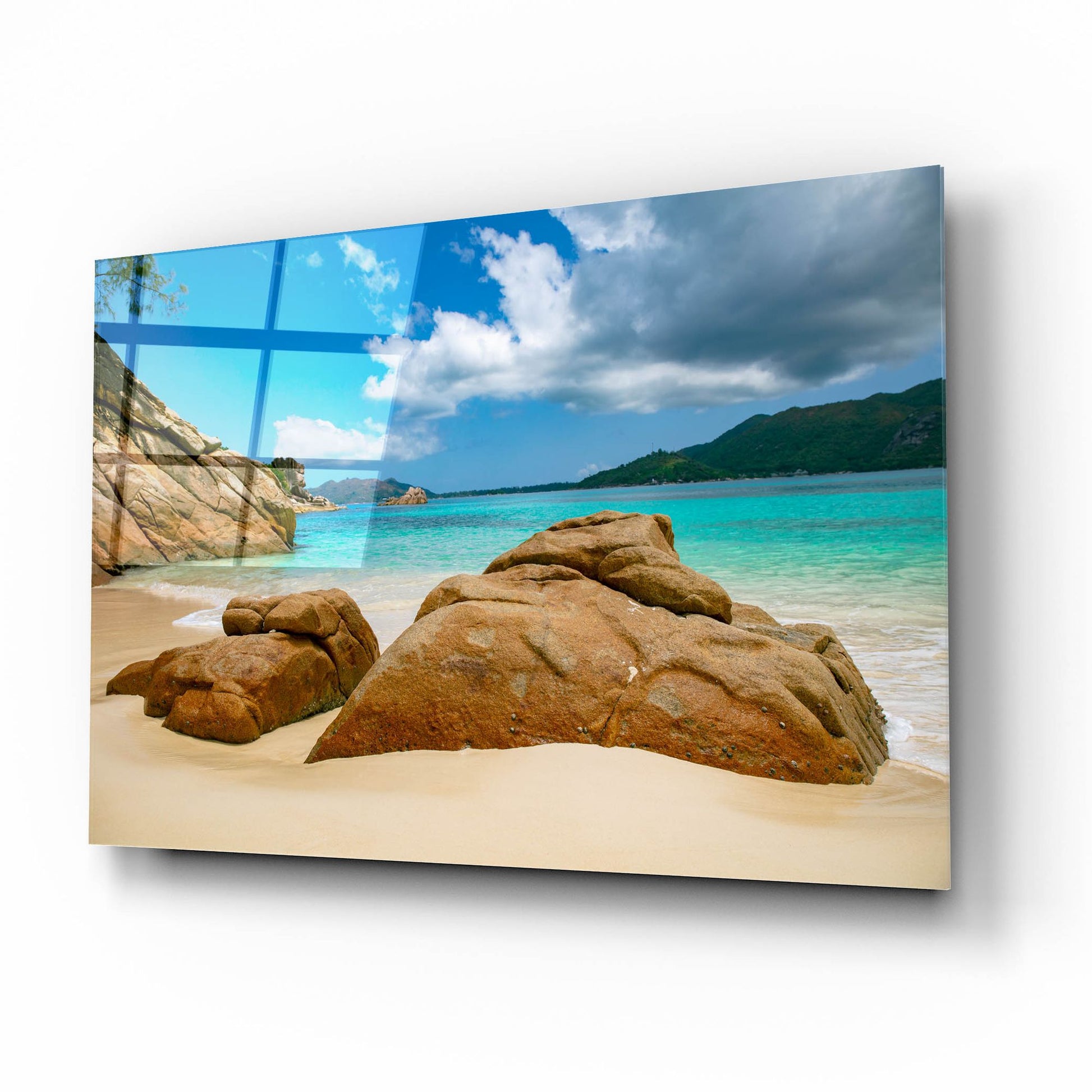 Epic Art 'Seychelles Beach 3' by Epic Portfolio, Acrylic Glass Wall Art,16x12