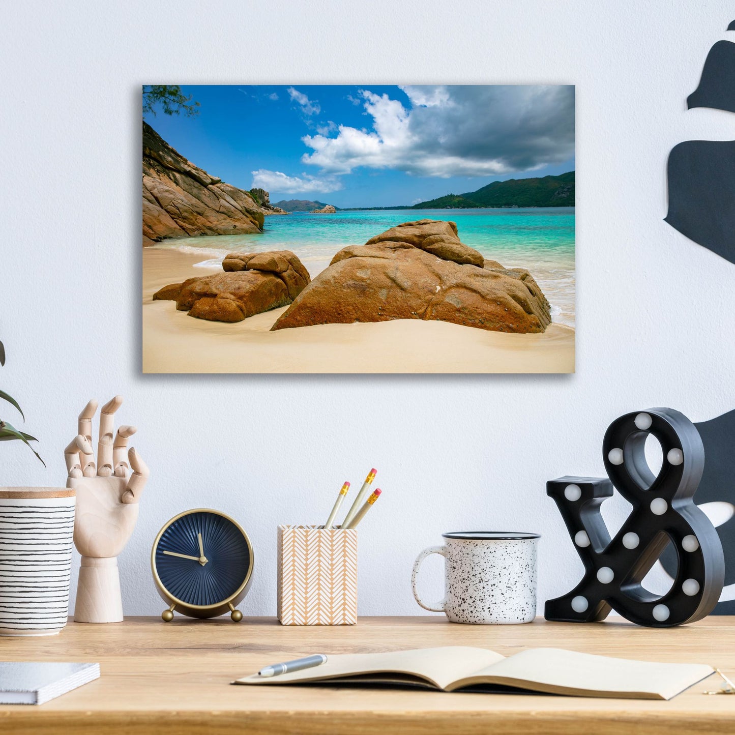 Epic Art 'Seychelles Beach 3' by Epic Portfolio, Acrylic Glass Wall Art,16x12