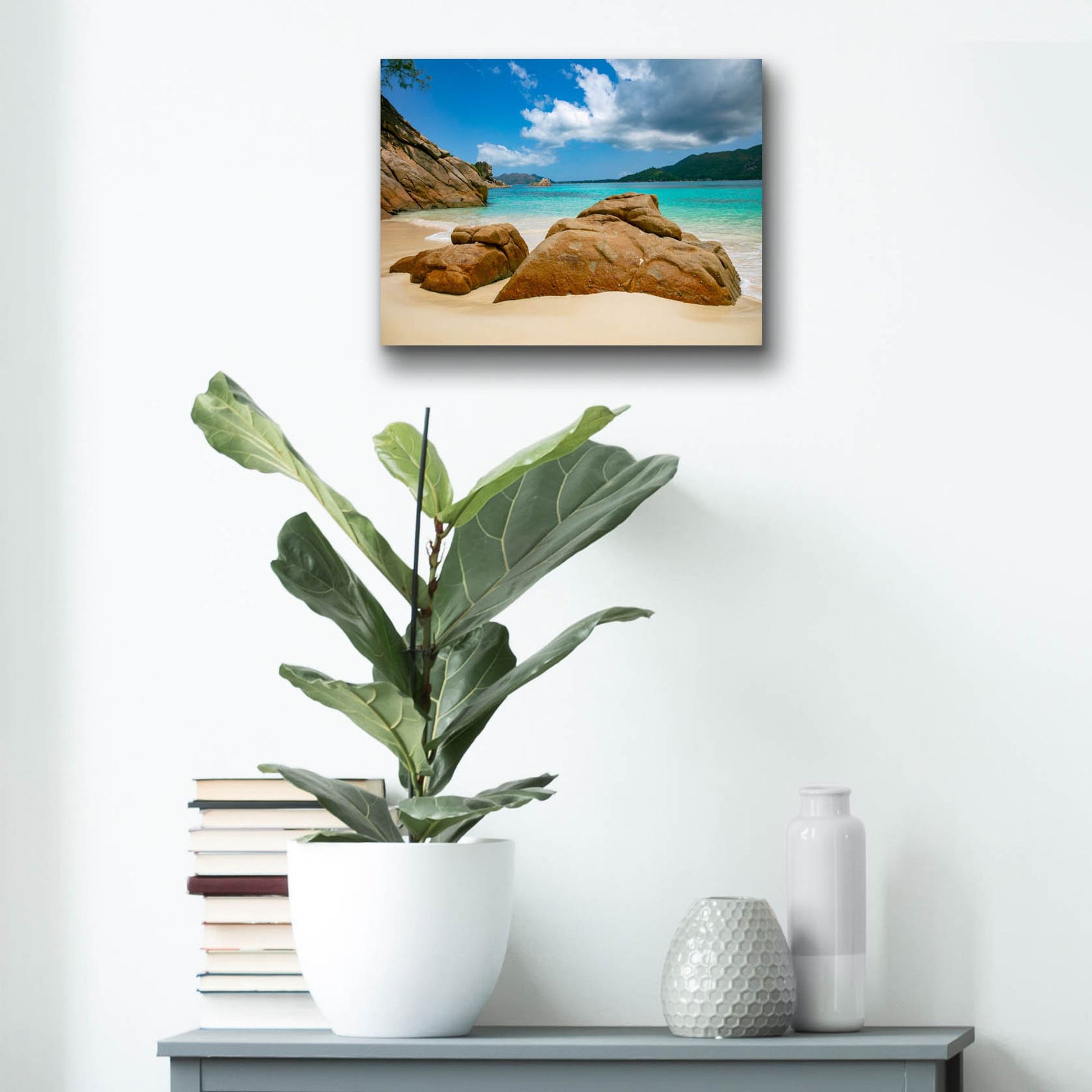 Epic Art 'Seychelles Beach 3' by Epic Portfolio, Acrylic Glass Wall Art,16x12