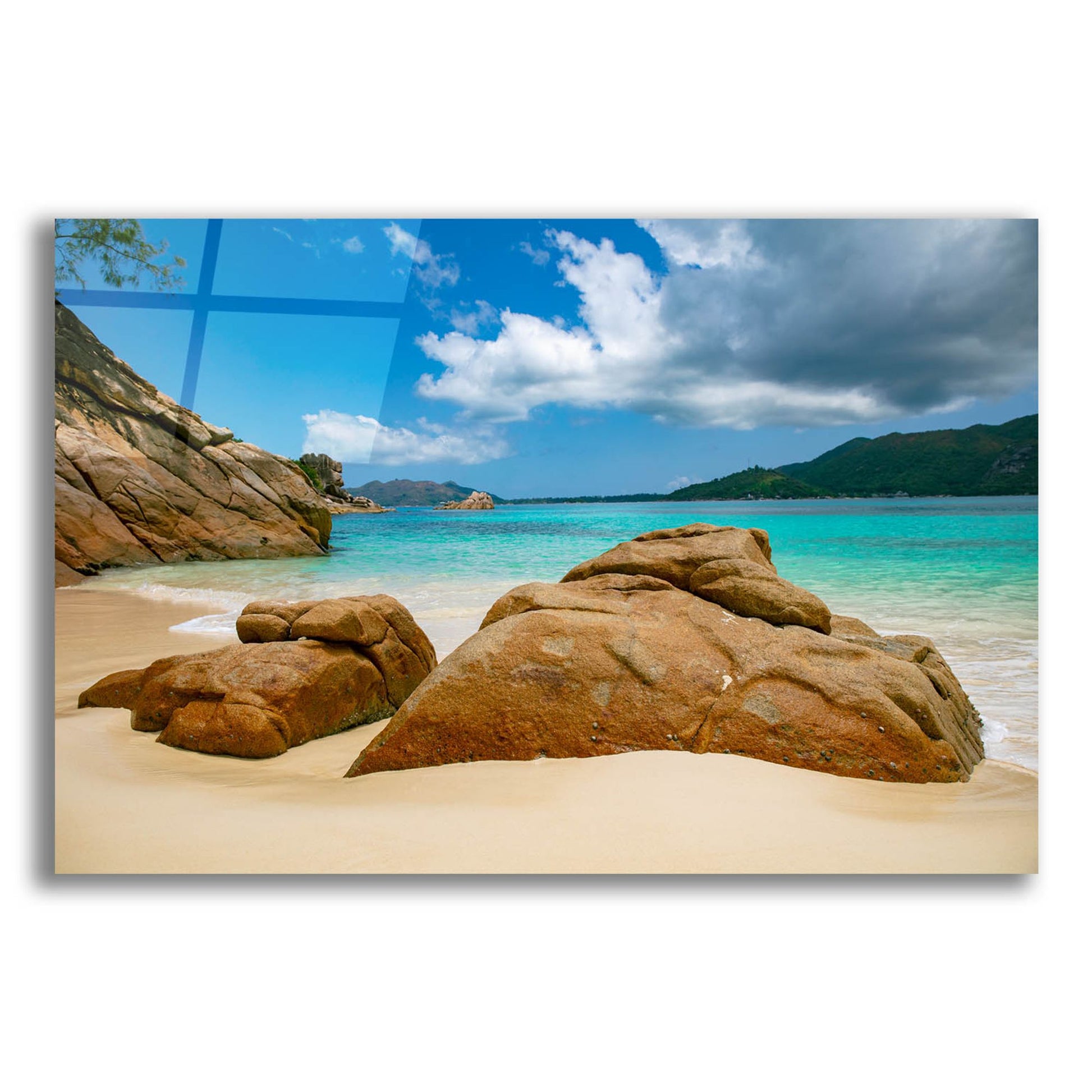 Epic Art 'Seychelles Beach 3' by Epic Portfolio, Acrylic Glass Wall Art,16x12