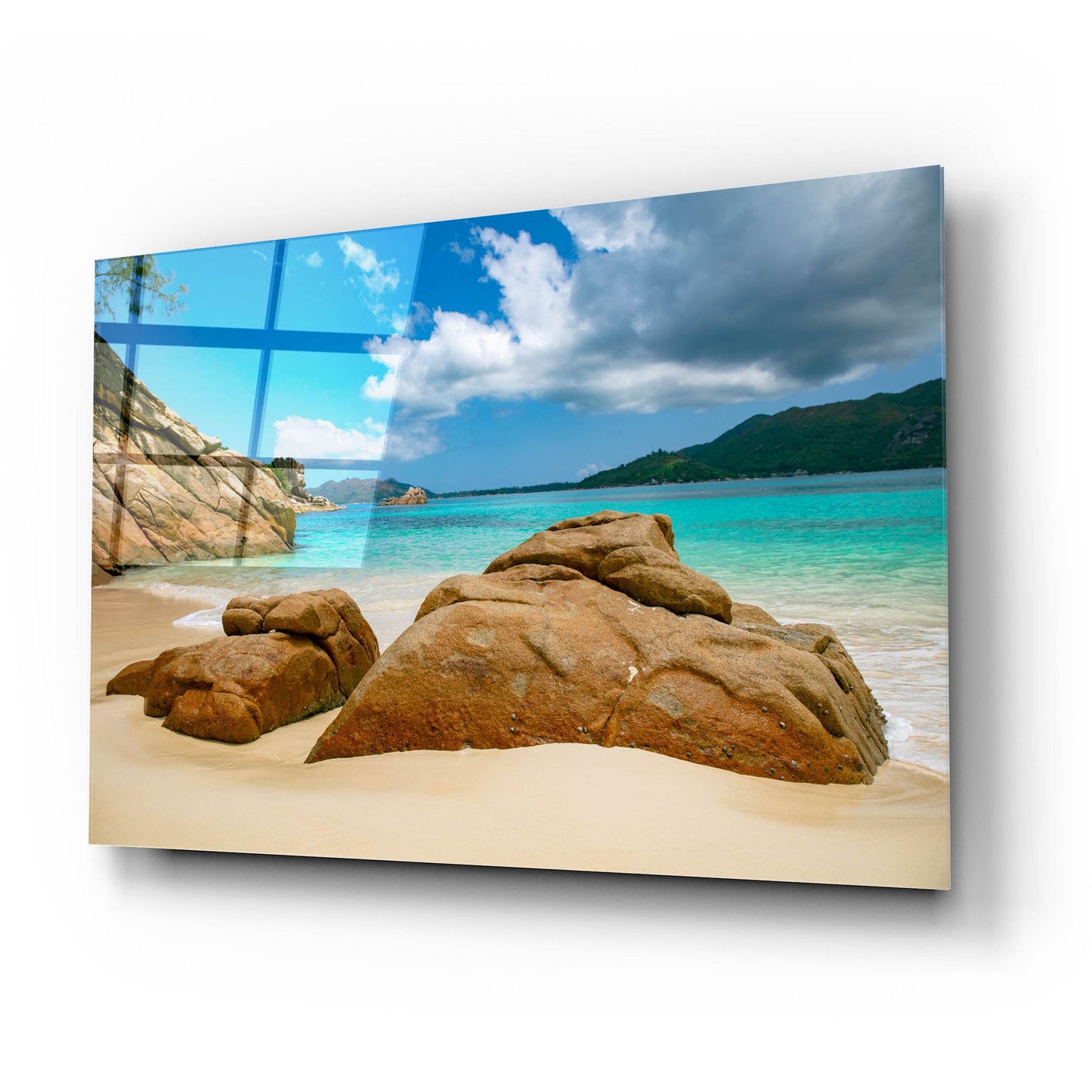 Epic Art 'Seychelles Beach 3' by Epic Portfolio, Acrylic Glass Wall Art,24x16