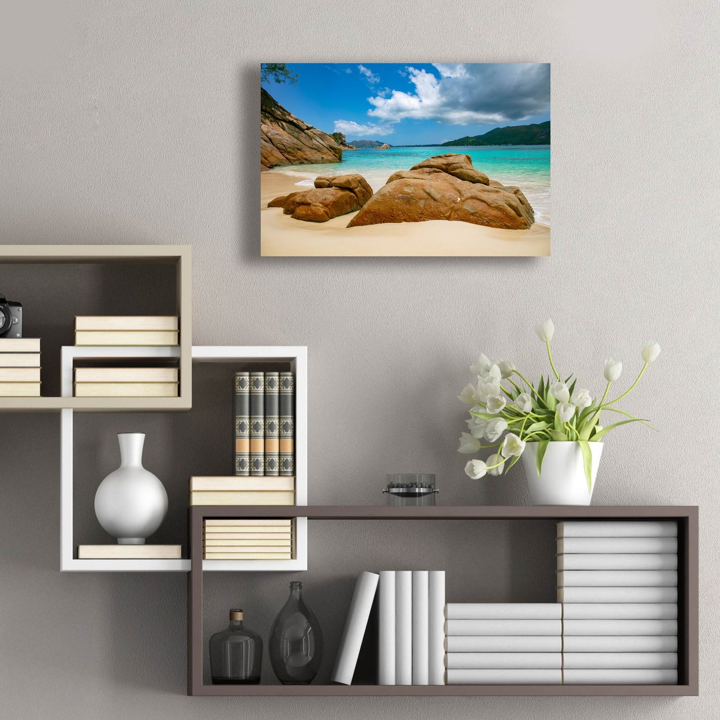 Epic Art 'Seychelles Beach 3' by Epic Portfolio, Acrylic Glass Wall Art,24x16