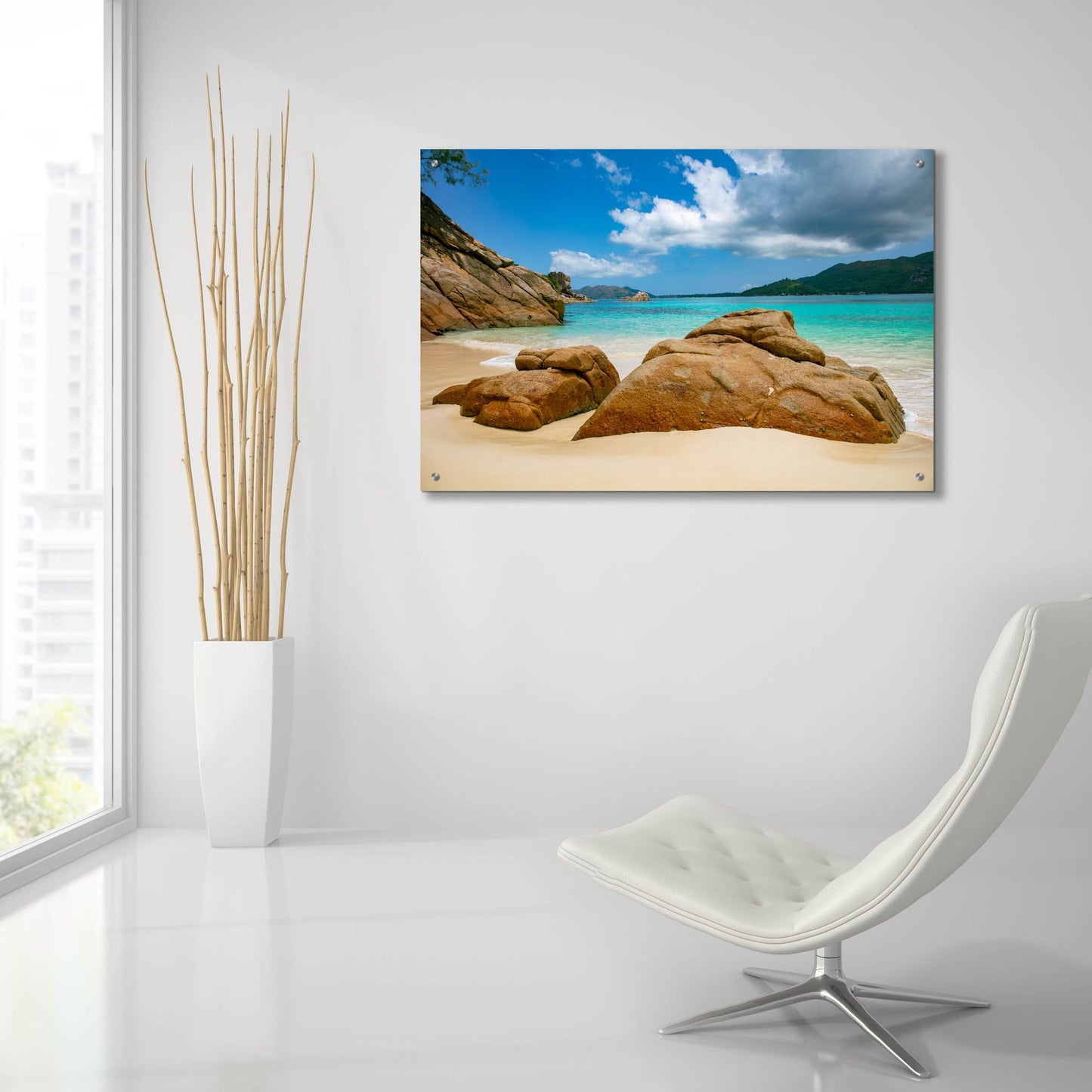 Epic Art 'Seychelles Beach 3' by Epic Portfolio, Acrylic Glass Wall Art,36x24