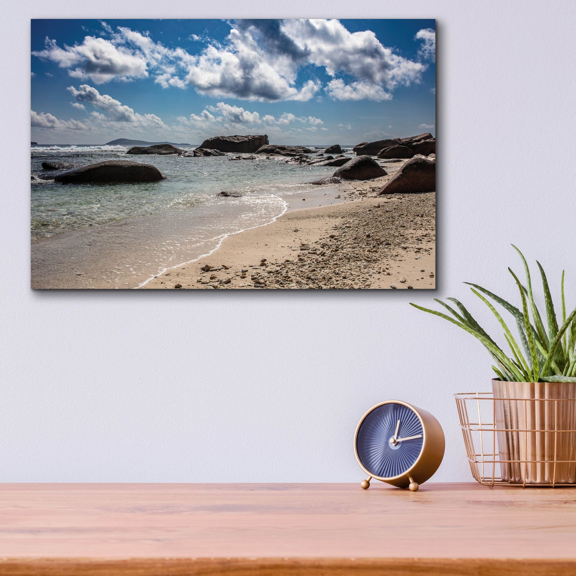 Epic Art 'Seychelles Beach 4' by Epic Portfolio, Acrylic Glass Wall Art,16x12