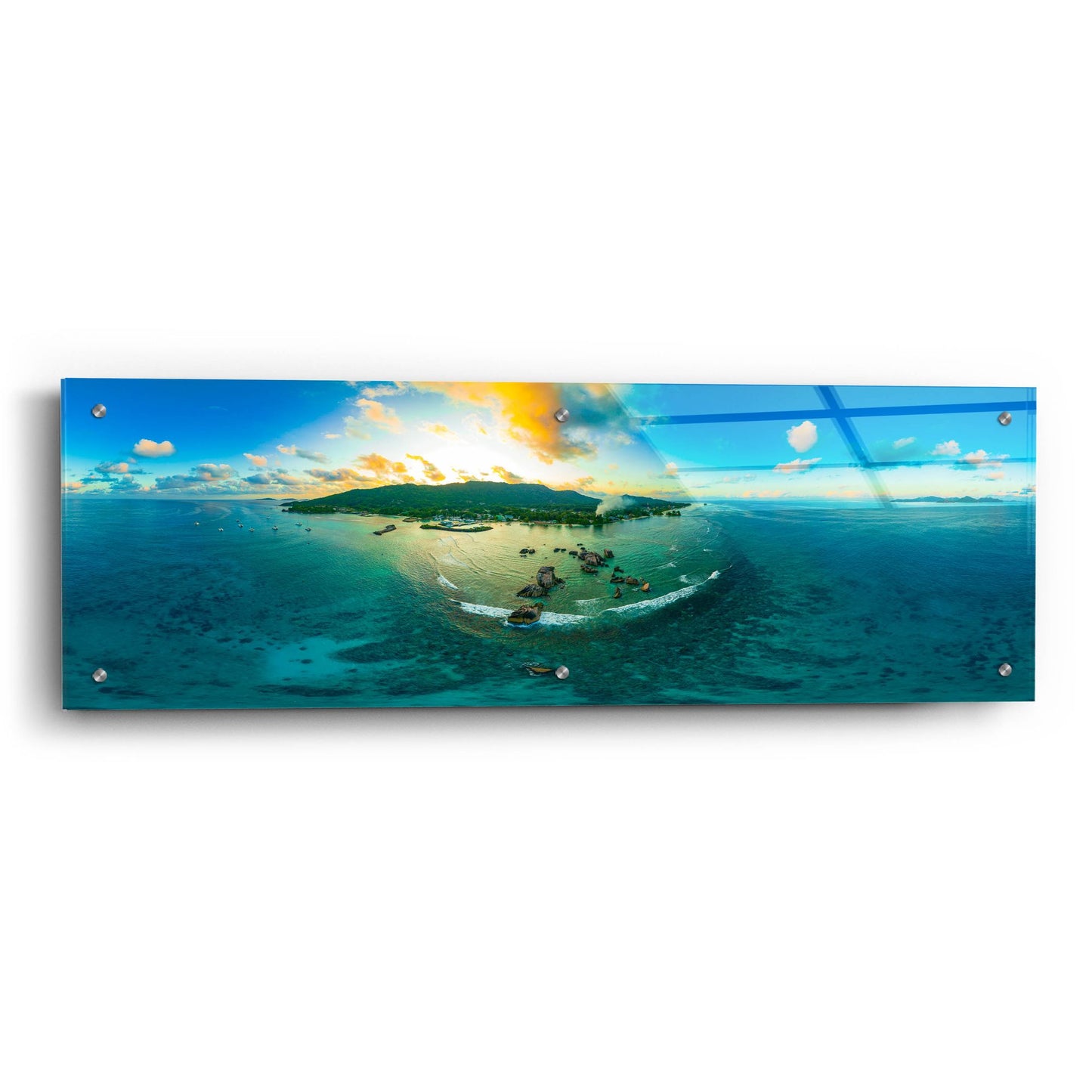 Epic Art 'Seychelles - LaDigue from Rocks' by Epic Portfolio, Acrylic Glass Wall Art,36x12