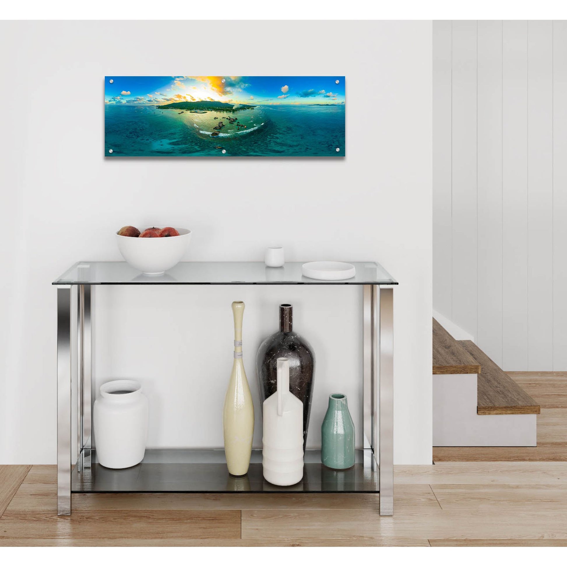 Epic Art 'Seychelles - LaDigue from Rocks' by Epic Portfolio, Acrylic Glass Wall Art,36x12