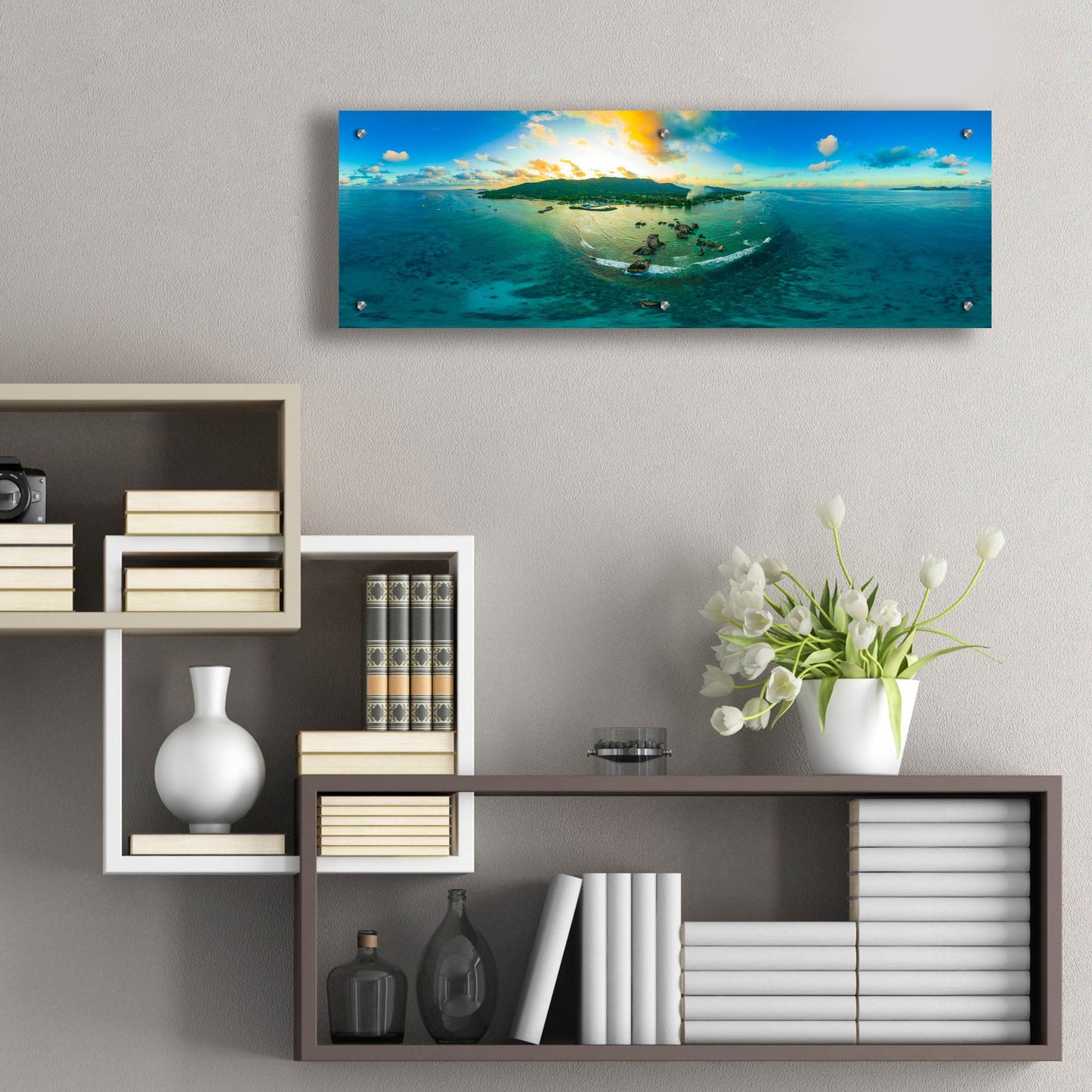 Epic Art 'Seychelles - LaDigue from Rocks' by Epic Portfolio, Acrylic Glass Wall Art,36x12