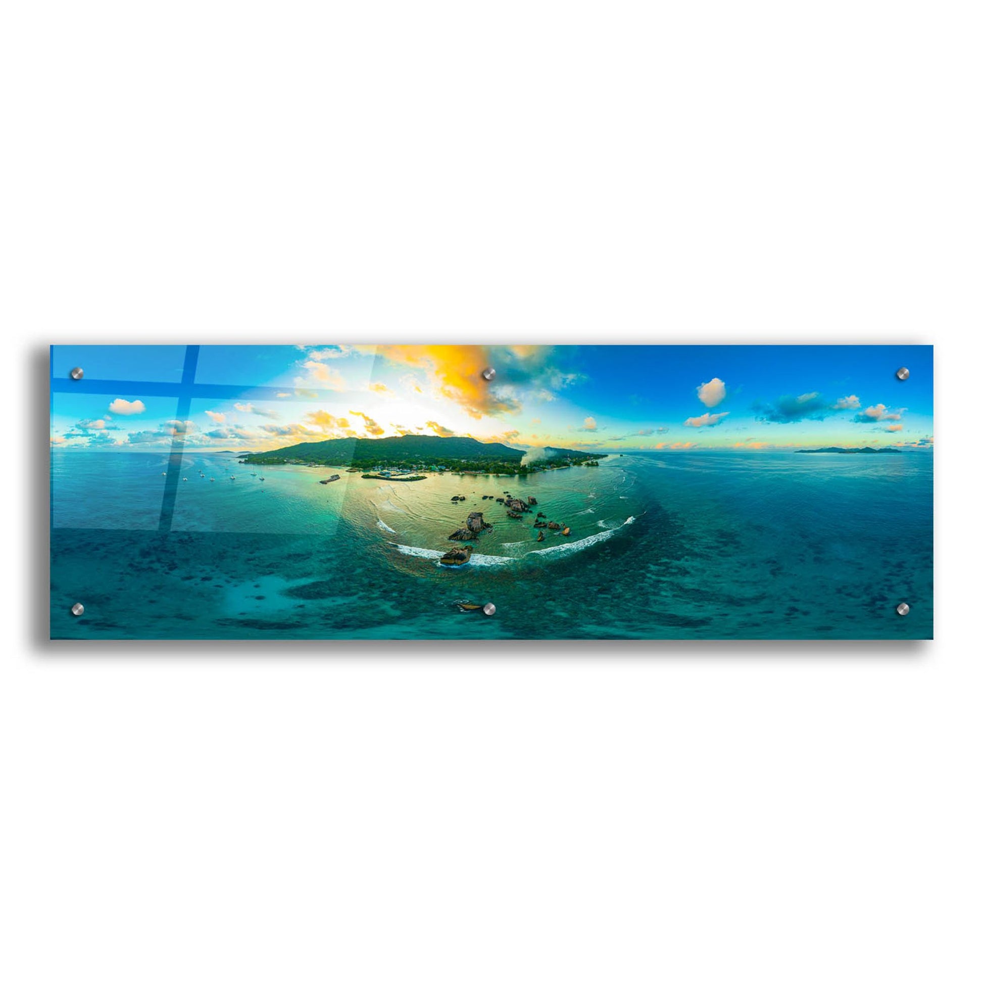 Epic Art 'Seychelles - LaDigue from Rocks' by Epic Portfolio, Acrylic Glass Wall Art,36x12