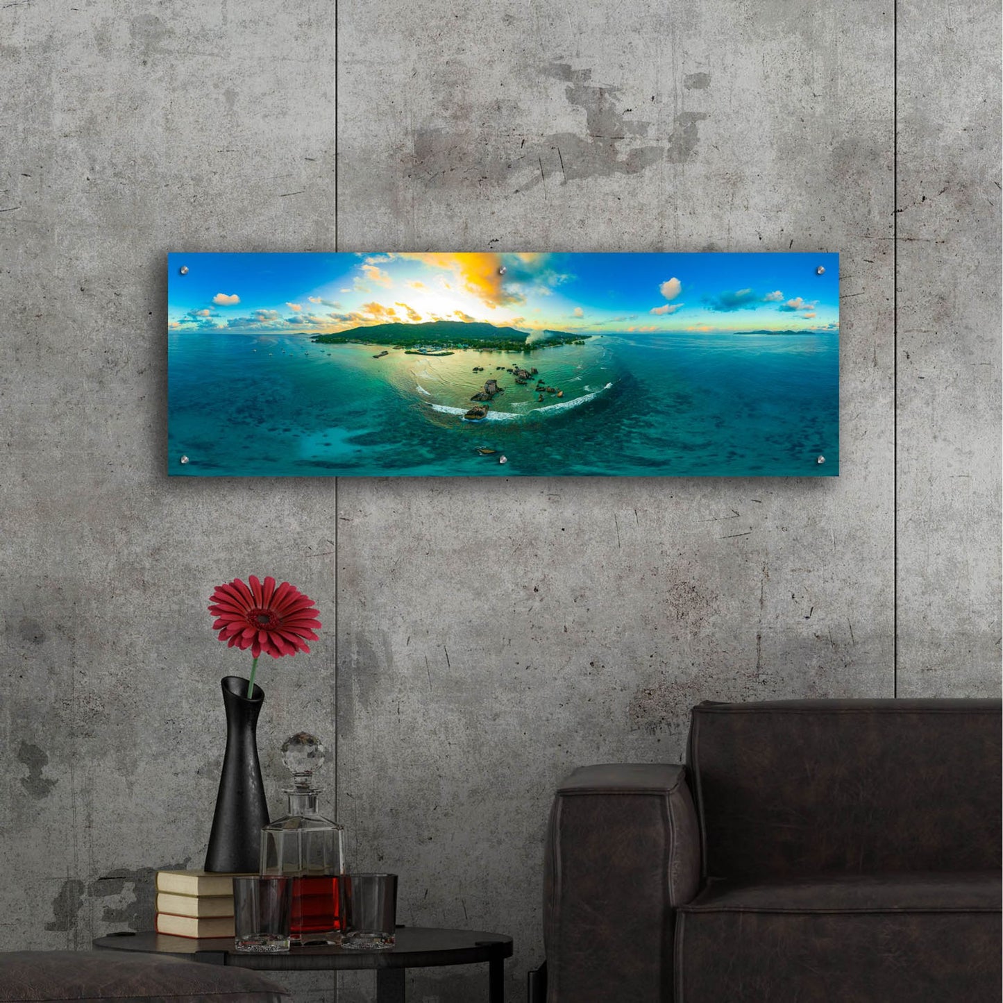 Epic Art 'Seychelles - LaDigue from Rocks' by Epic Portfolio, Acrylic Glass Wall Art,48x16