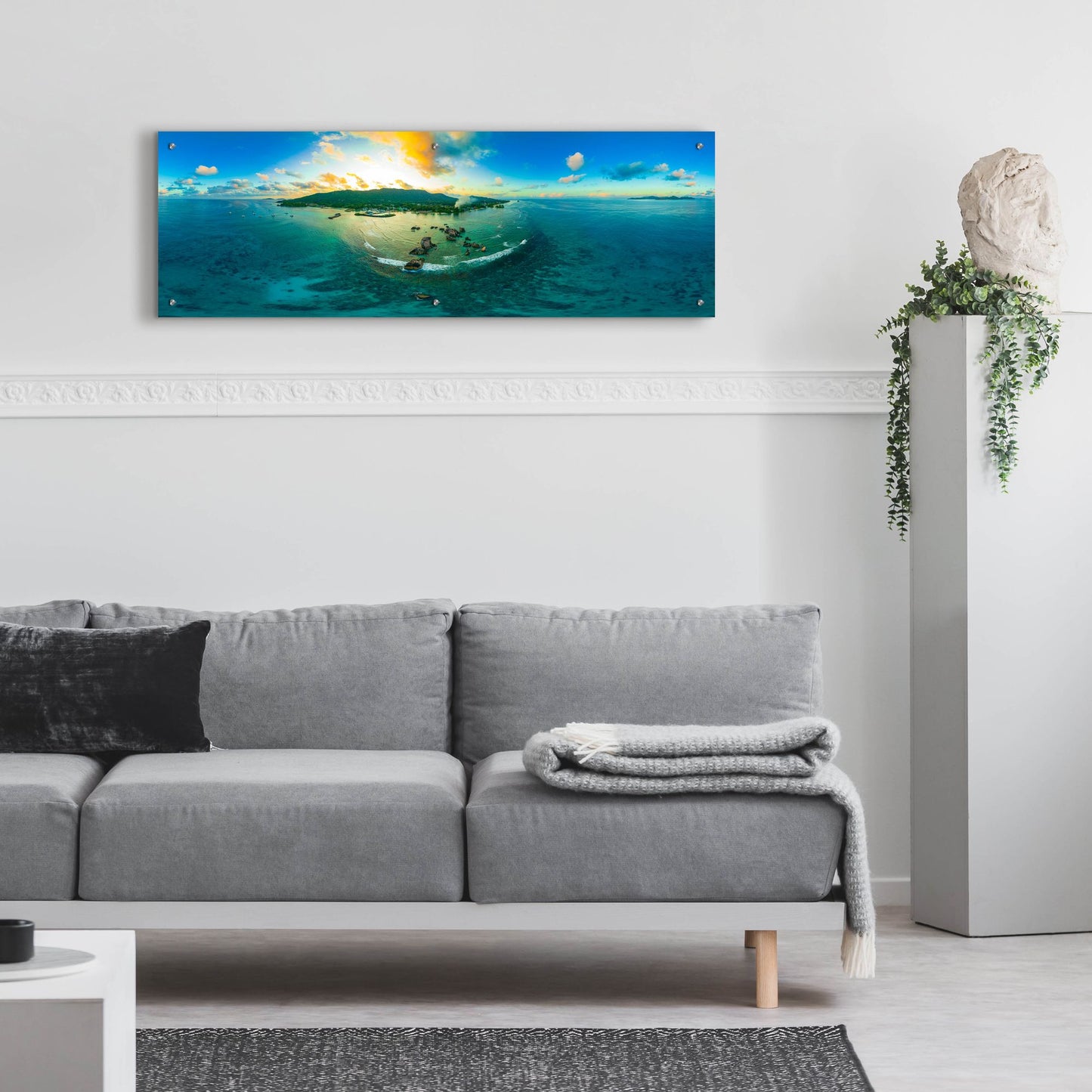 Epic Art 'Seychelles - LaDigue from Rocks' by Epic Portfolio, Acrylic Glass Wall Art,48x16