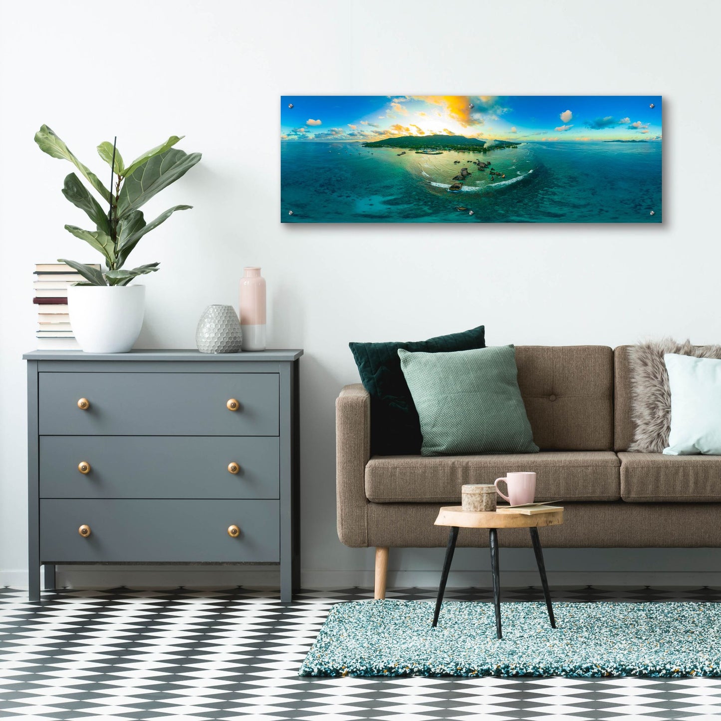 Epic Art 'Seychelles - LaDigue from Rocks' by Epic Portfolio, Acrylic Glass Wall Art,48x16