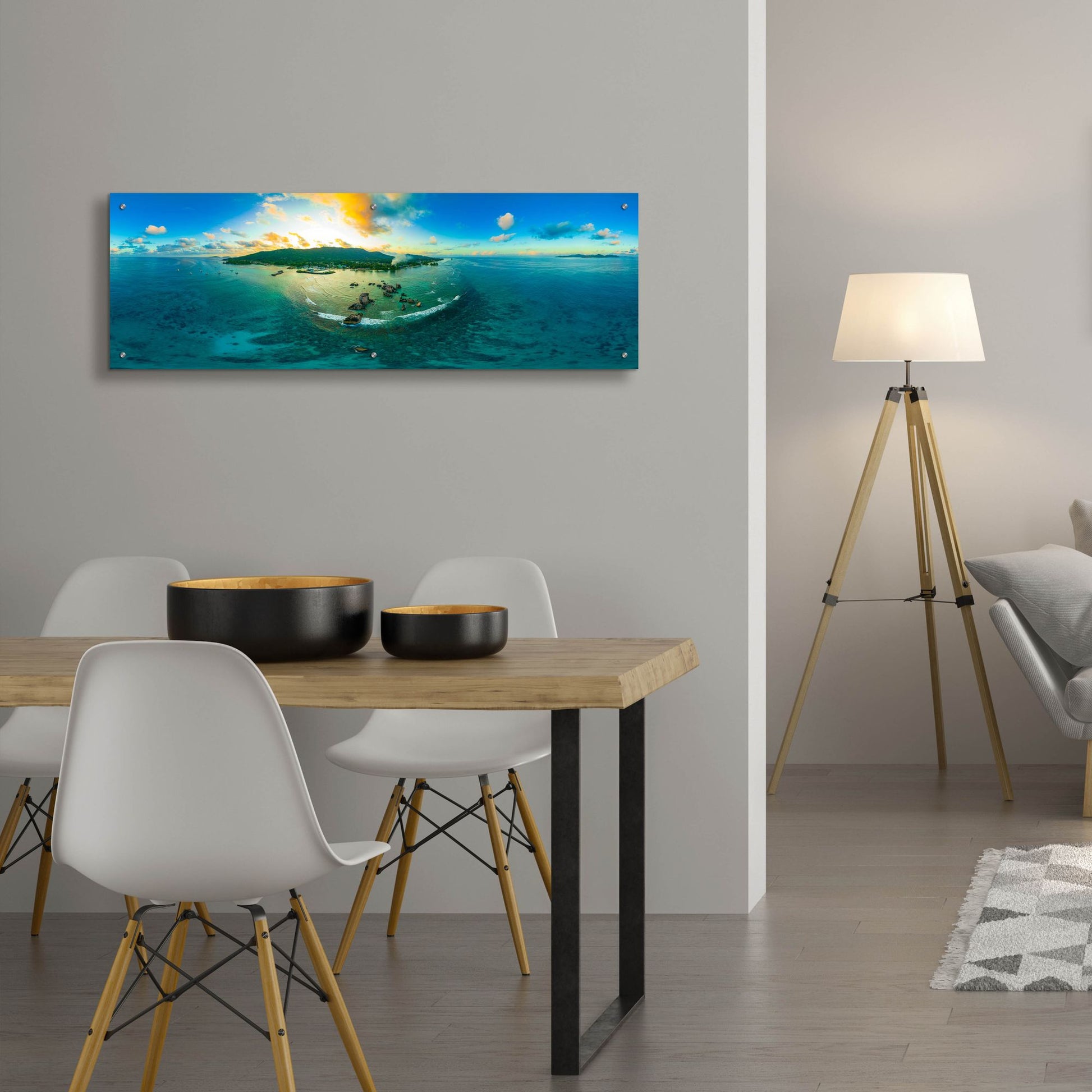 Epic Art 'Seychelles - LaDigue from Rocks' by Epic Portfolio, Acrylic Glass Wall Art,48x16