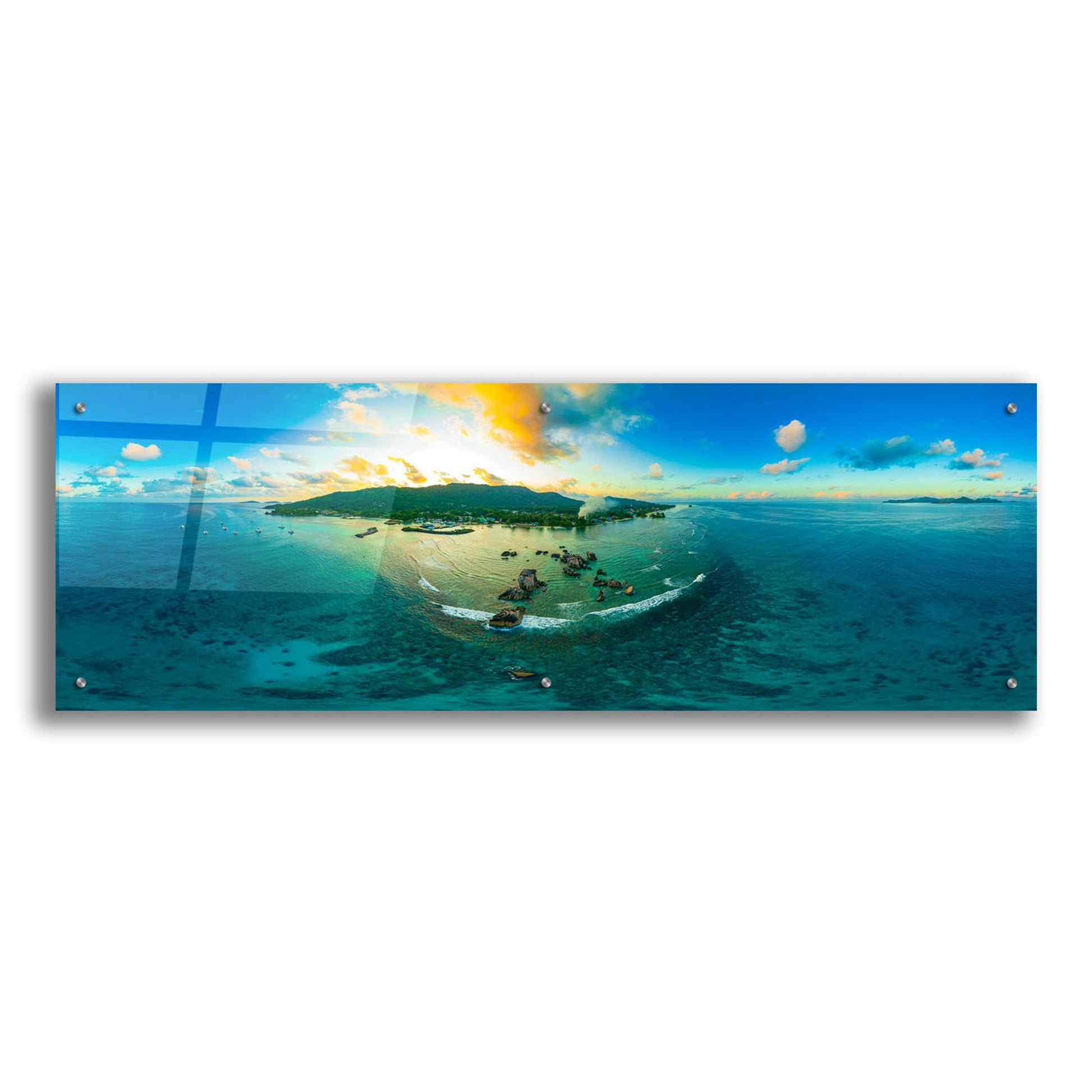 Epic Art 'Seychelles - LaDigue from Rocks' by Epic Portfolio, Acrylic Glass Wall Art,48x16