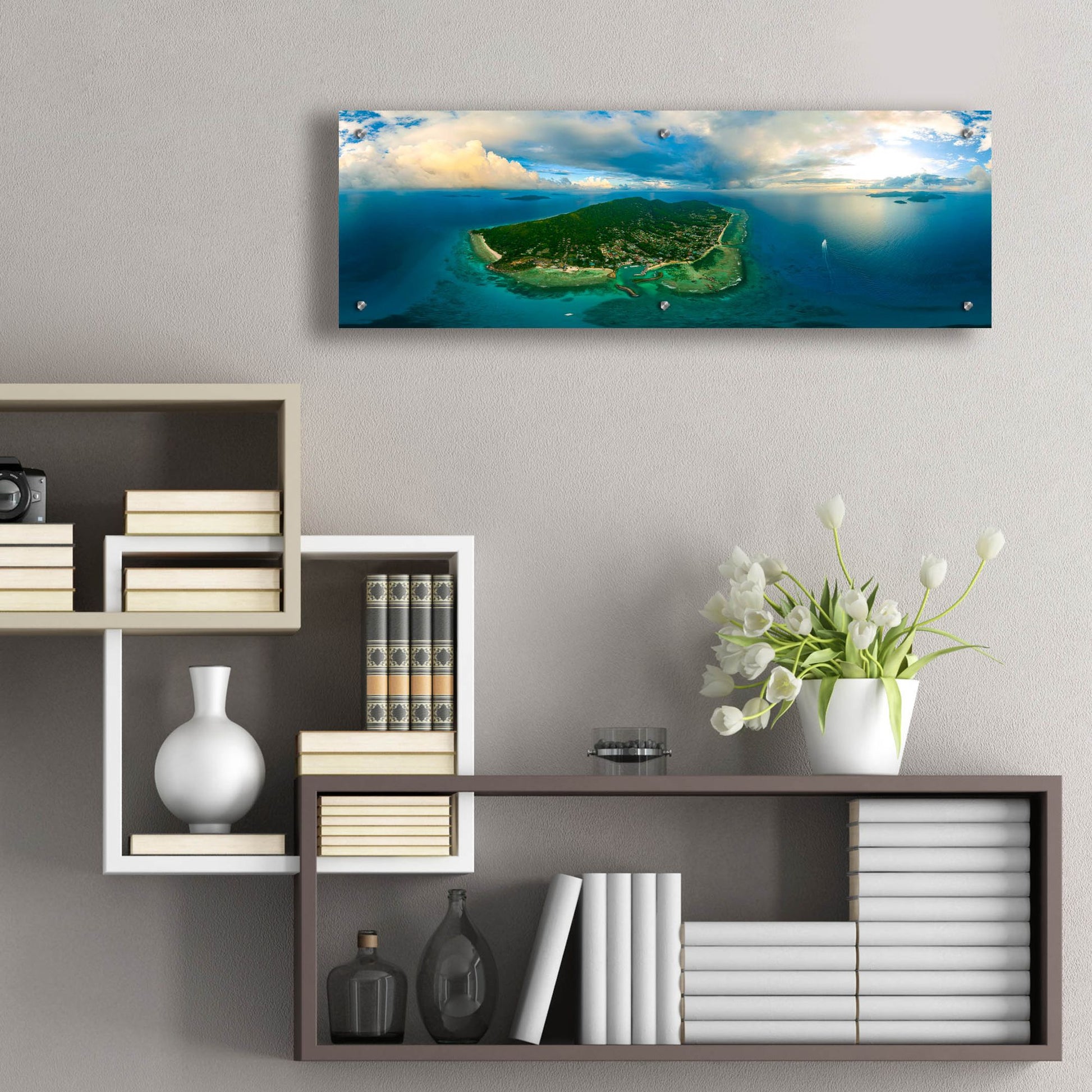 Epic Art 'Seychelles -Beautiful LaDigue' by Epic Portfolio, Acrylic Glass Wall Art,36x12