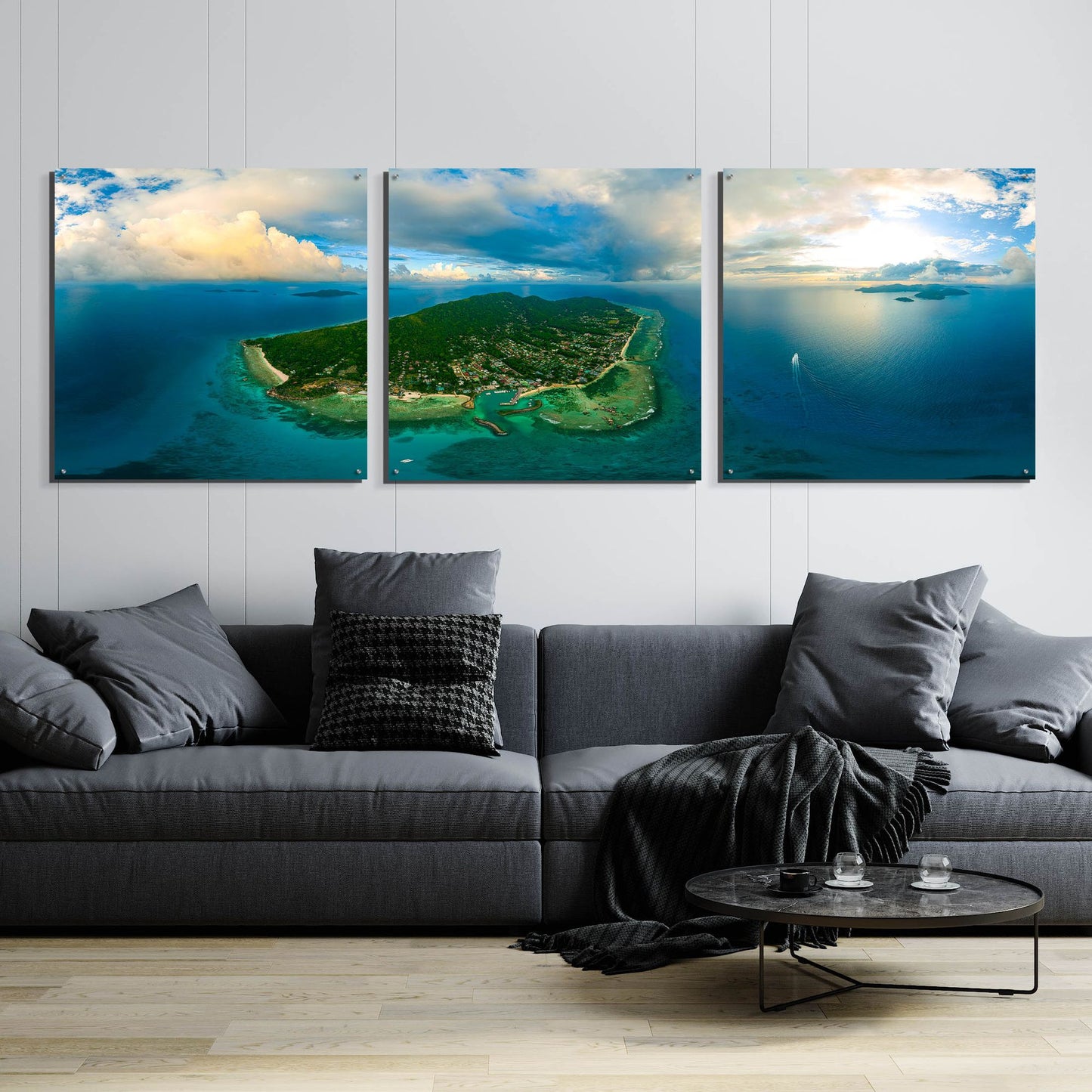 Epic Art 'Seychelles -Beautiful LaDigue' by Epic Portfolio, Acrylic Glass Wall Art, 3 Piece Set,108x36