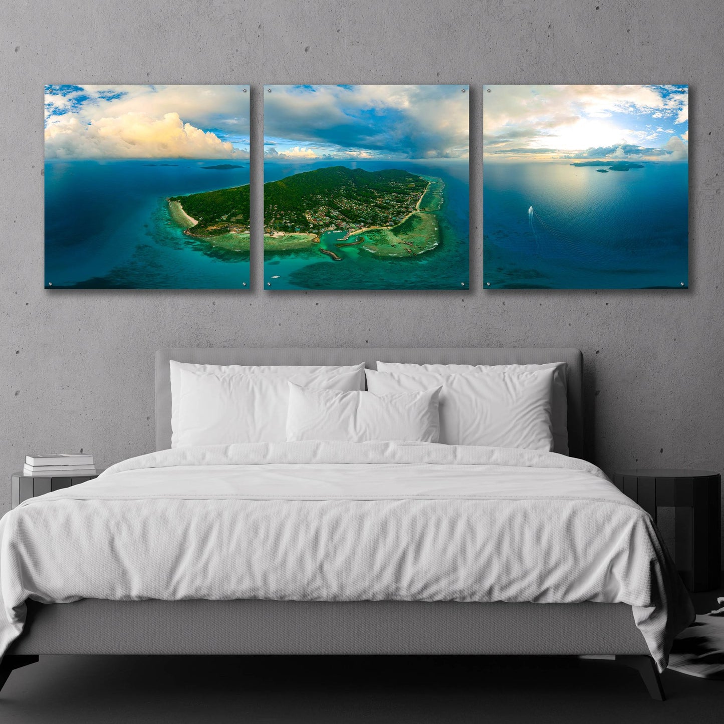 Epic Art 'Seychelles -Beautiful LaDigue' by Epic Portfolio, Acrylic Glass Wall Art, 3 Piece Set,108x36