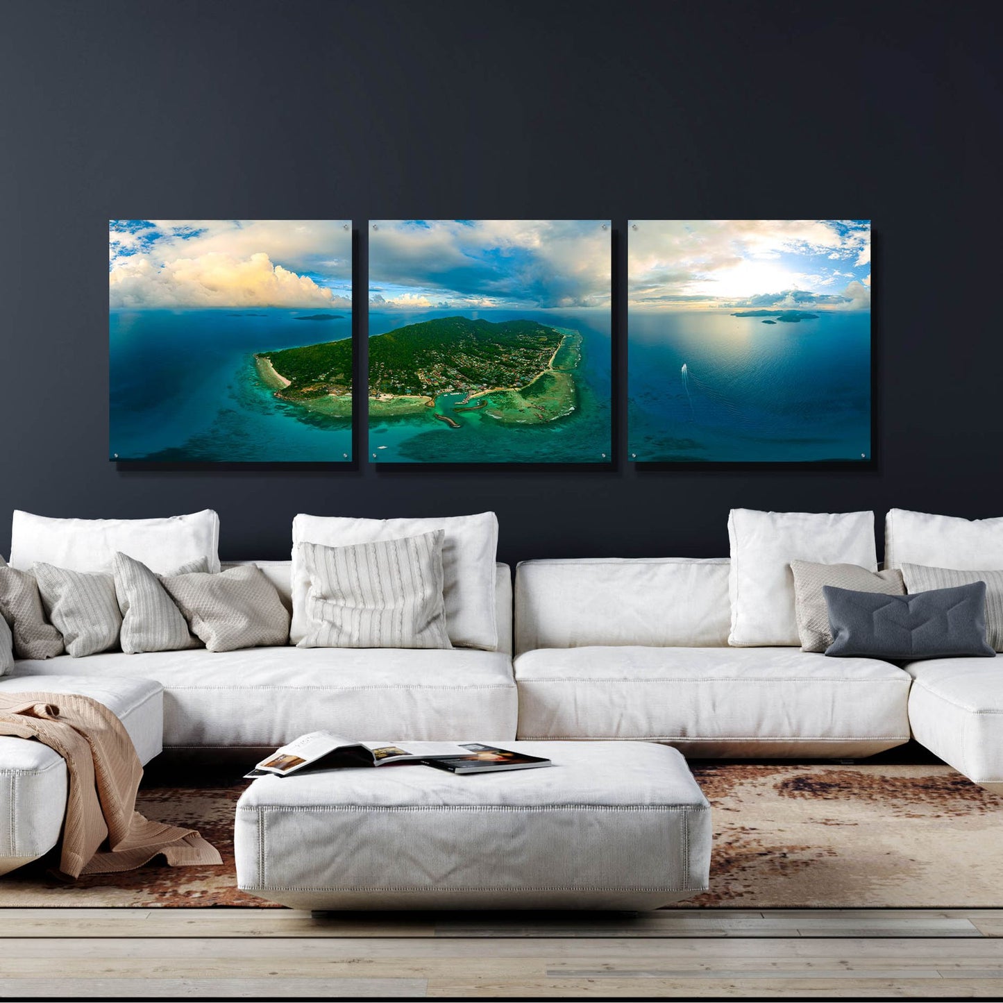 Epic Art 'Seychelles -Beautiful LaDigue' by Epic Portfolio, Acrylic Glass Wall Art, 3 Piece Set,108x36