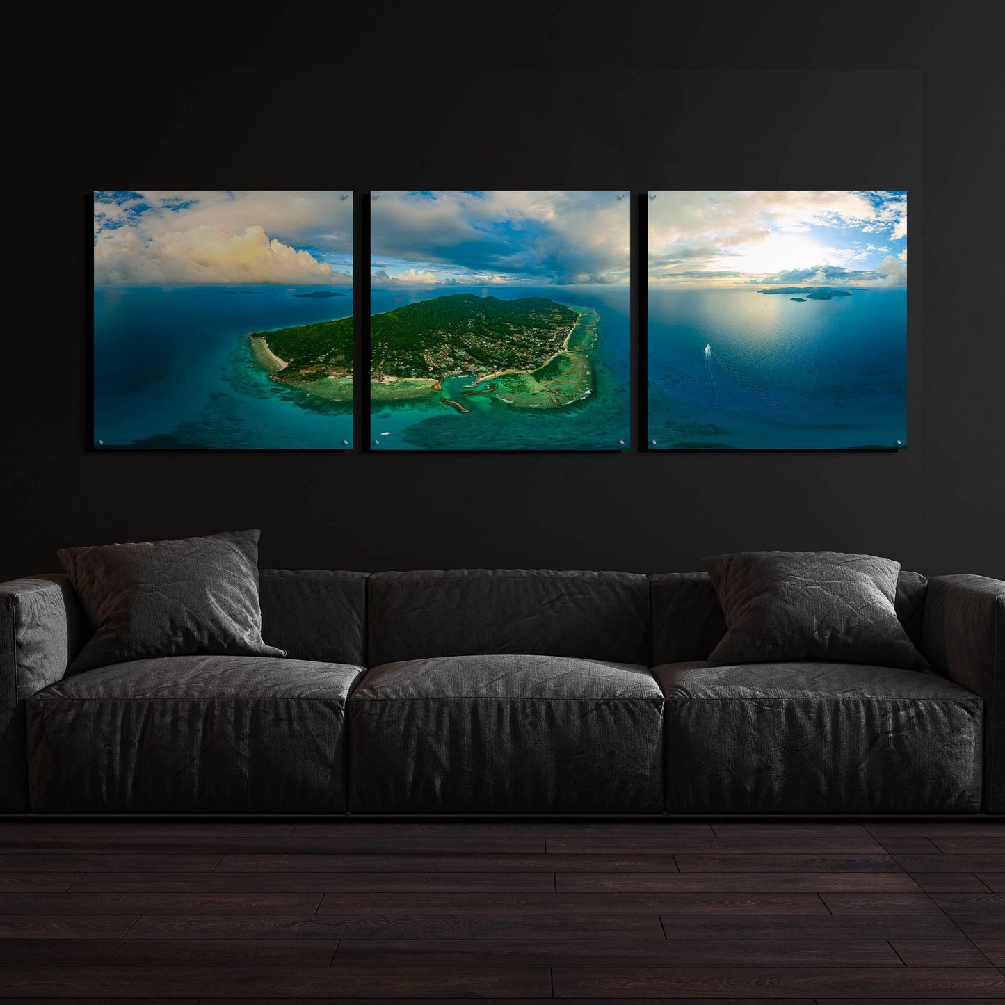 Epic Art 'Seychelles -Beautiful LaDigue' by Epic Portfolio, Acrylic Glass Wall Art, 3 Piece Set,108x36