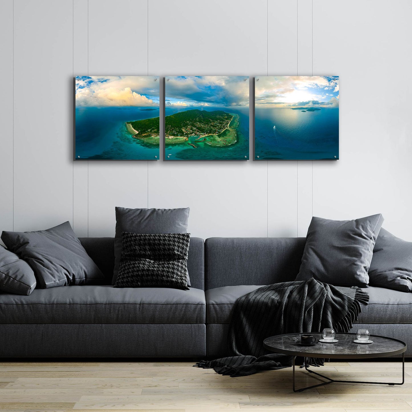 Epic Art 'Seychelles -Beautiful LaDigue' by Epic Portfolio, Acrylic Glass Wall Art, 3 Piece Set,72x24