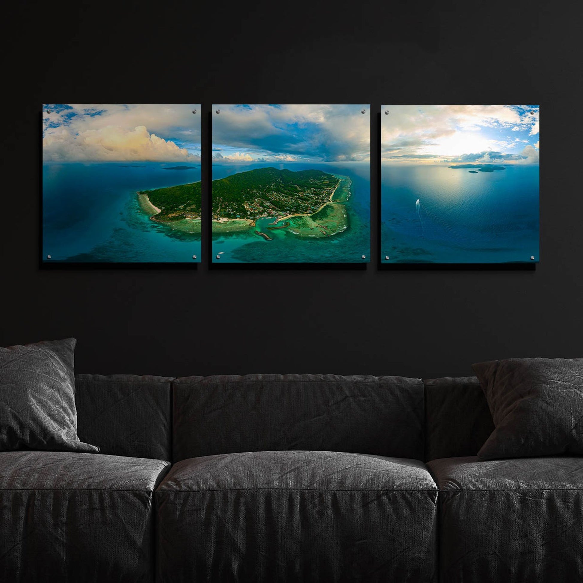 Epic Art 'Seychelles -Beautiful LaDigue' by Epic Portfolio, Acrylic Glass Wall Art, 3 Piece Set,72x24