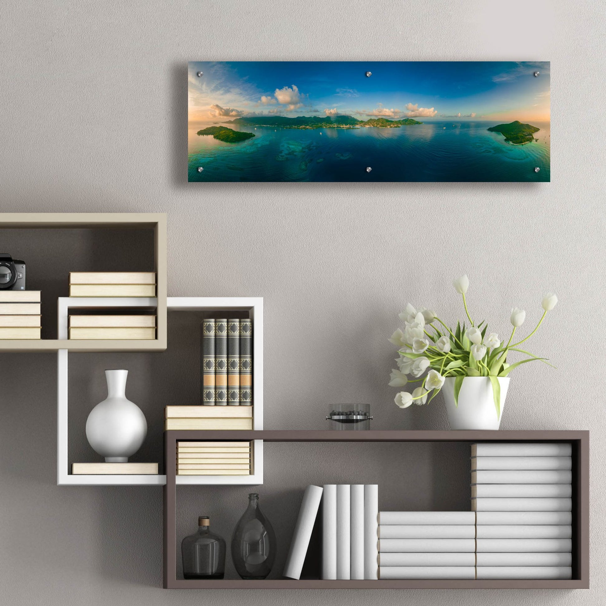 Epic Art 'Seychelles - Peaceful Mahe' by Epic Portfolio, Acrylic Glass Wall Art,36x12