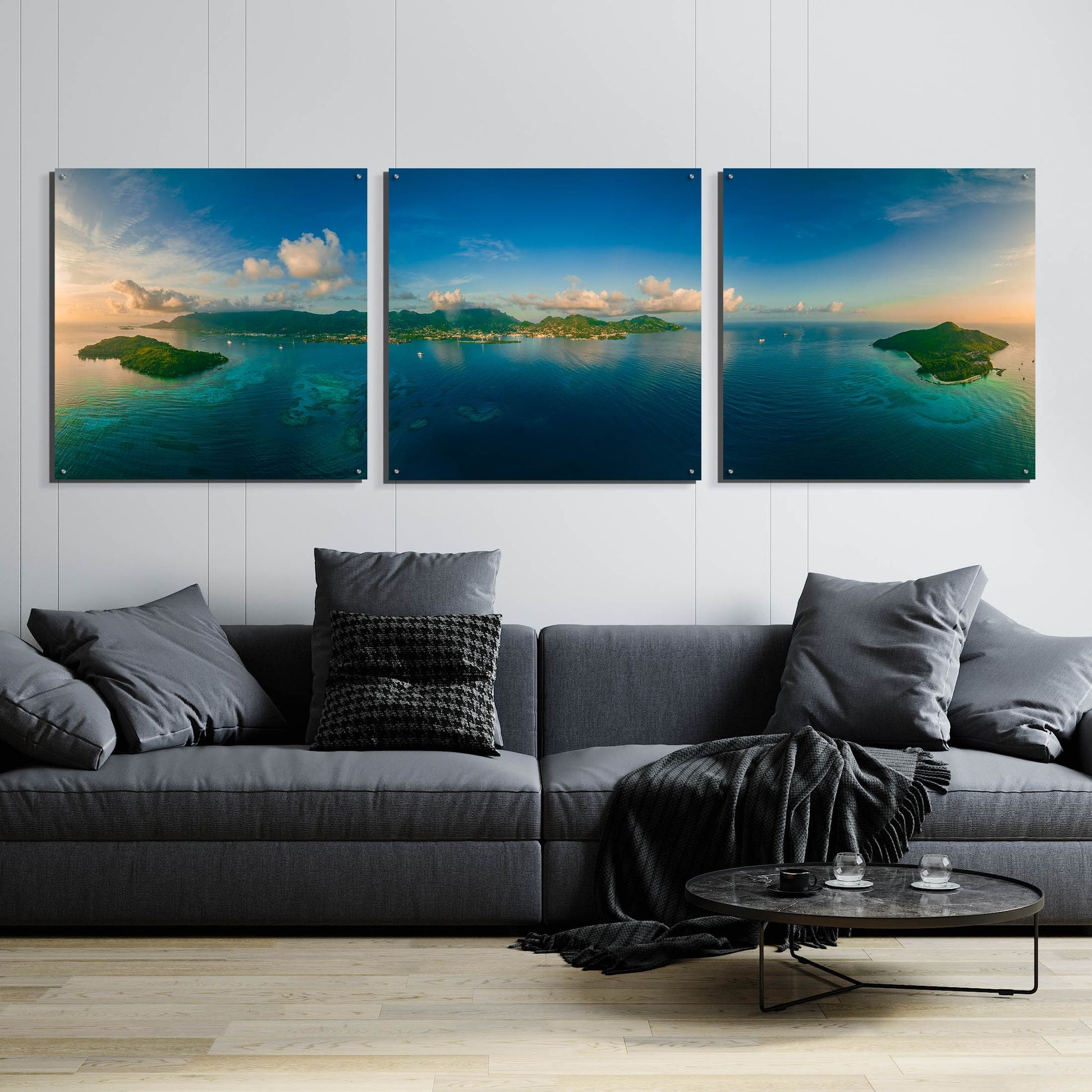 Epic Art 'Seychelles - Peaceful Mahe' by Epic Portfolio, Acrylic Glass Wall Art, 3 Piece Set,108x36