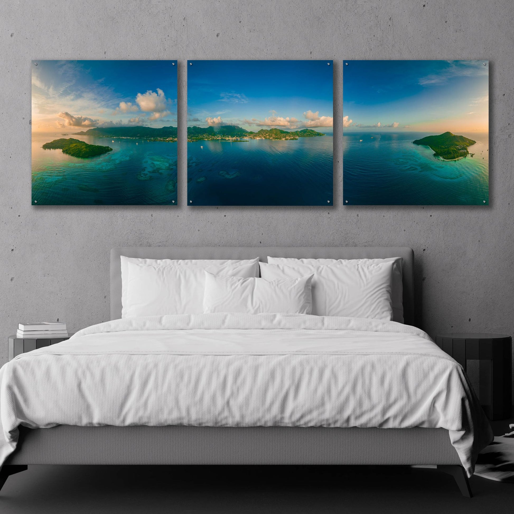 Epic Art 'Seychelles - Peaceful Mahe' by Epic Portfolio, Acrylic Glass Wall Art, 3 Piece Set,108x36