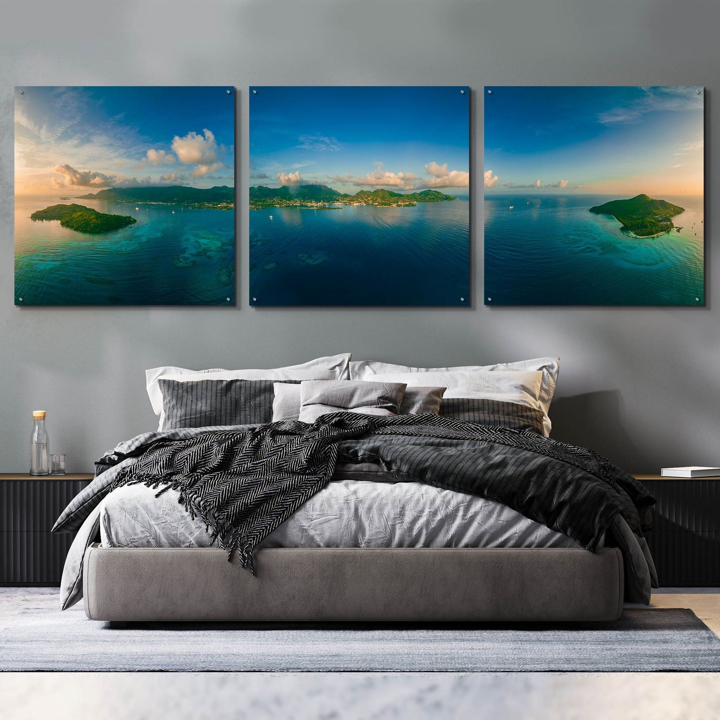 Epic Art 'Seychelles - Peaceful Mahe' by Epic Portfolio, Acrylic Glass Wall Art, 3 Piece Set,108x36