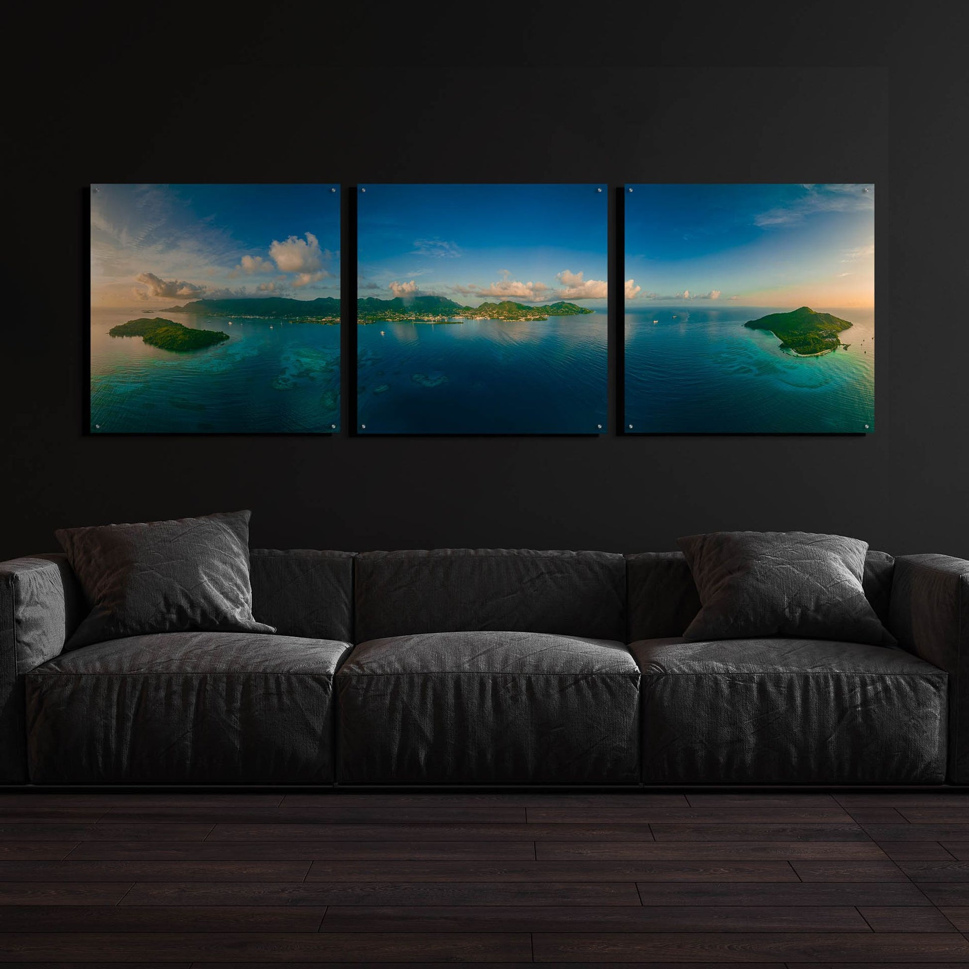 Epic Art 'Seychelles - Peaceful Mahe' by Epic Portfolio, Acrylic Glass Wall Art, 3 Piece Set,108x36