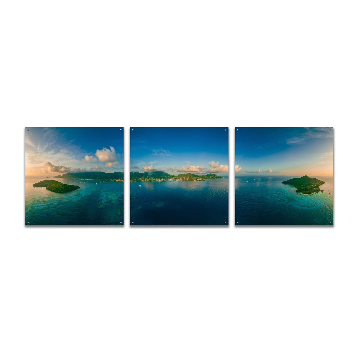 Epic Art 'Seychelles - Peaceful Mahe' by Epic Portfolio, Acrylic Glass Wall Art, 3 Piece Set,108x36