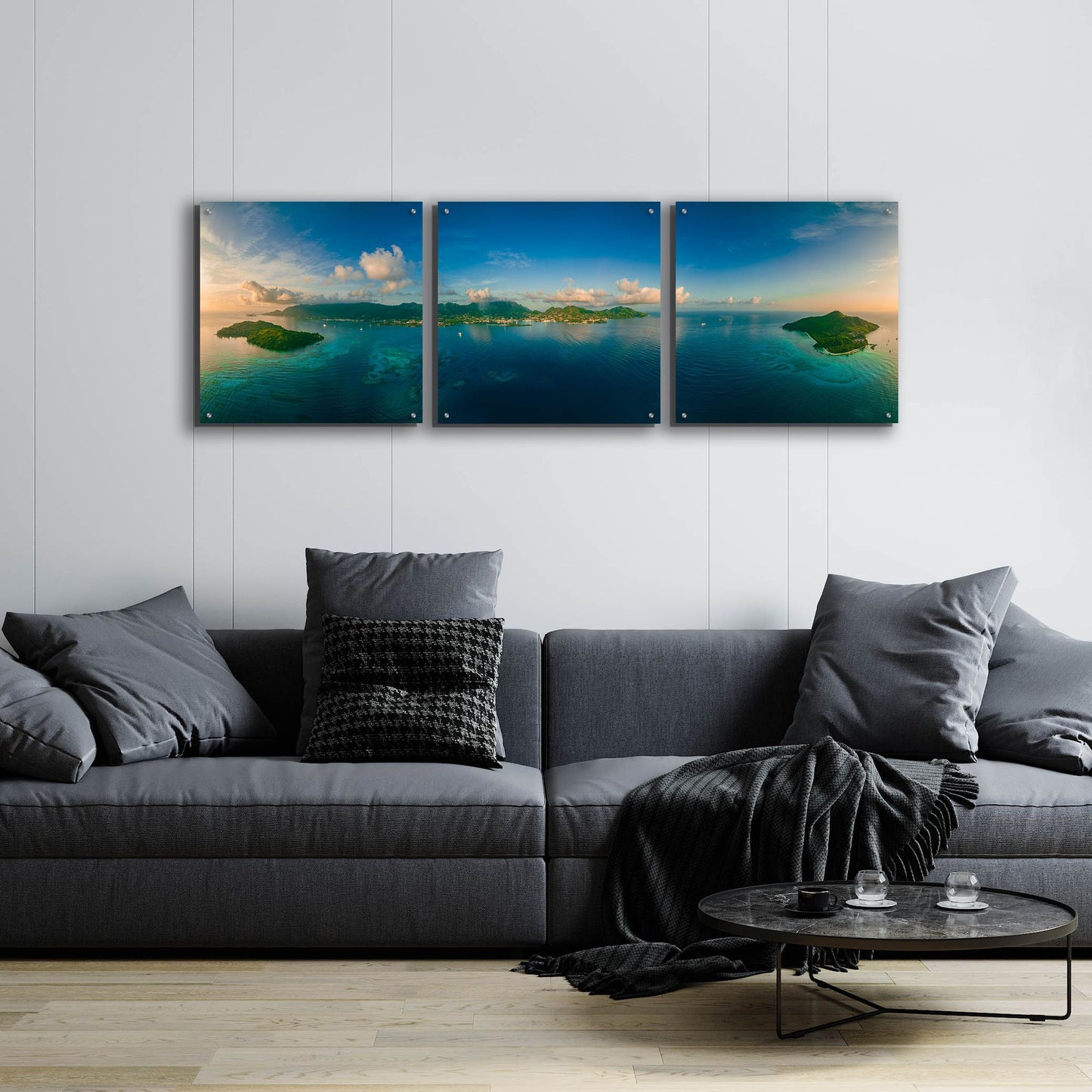 Epic Art 'Seychelles - Peaceful Mahe' by Epic Portfolio, Acrylic Glass Wall Art, 3 Piece Set,72x24