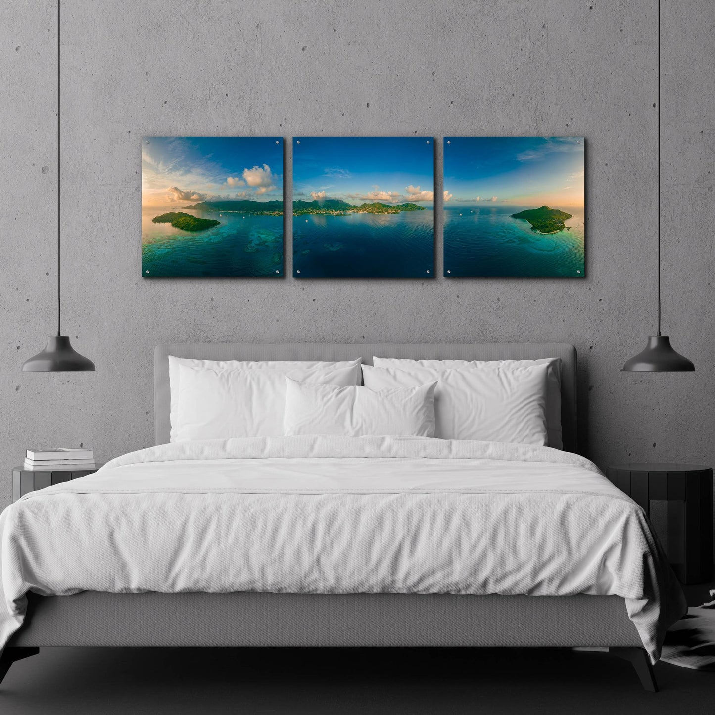 Epic Art 'Seychelles - Peaceful Mahe' by Epic Portfolio, Acrylic Glass Wall Art, 3 Piece Set,72x24